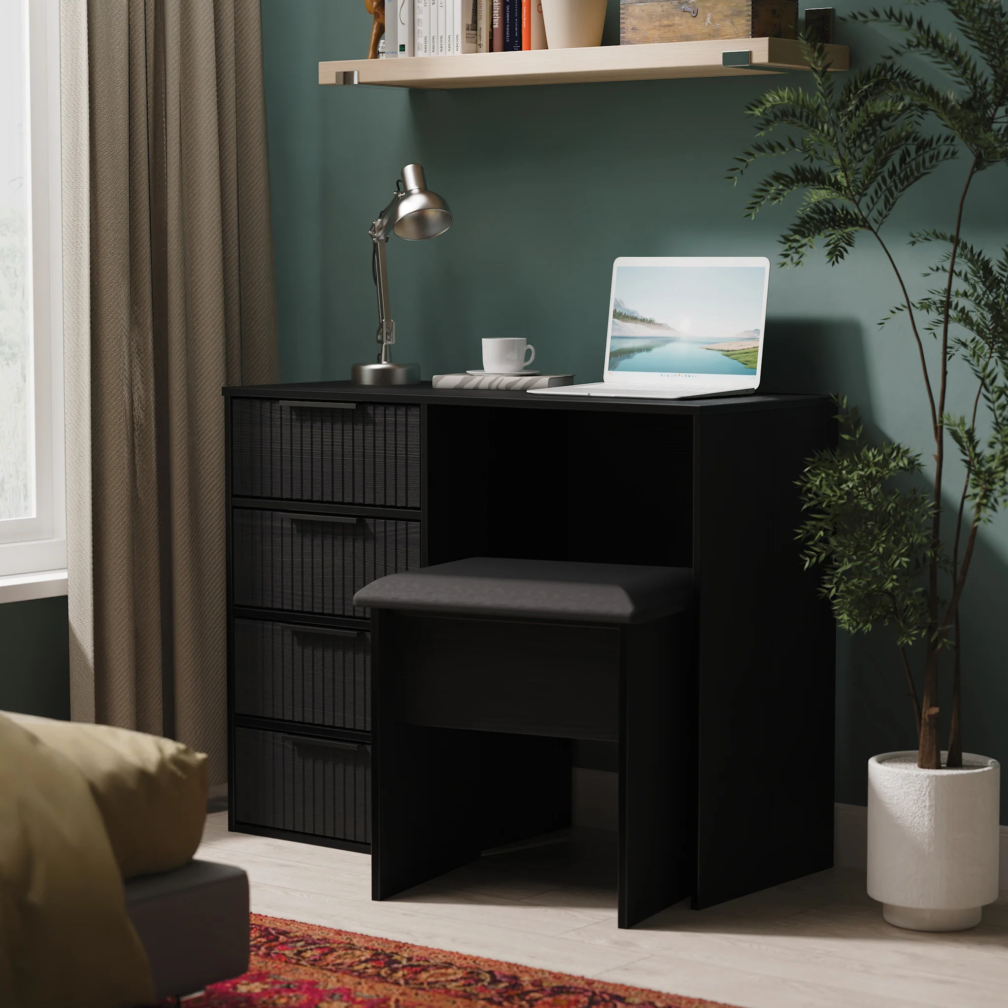Callo Fluted 4 Drawer Dressing Table - Image 9