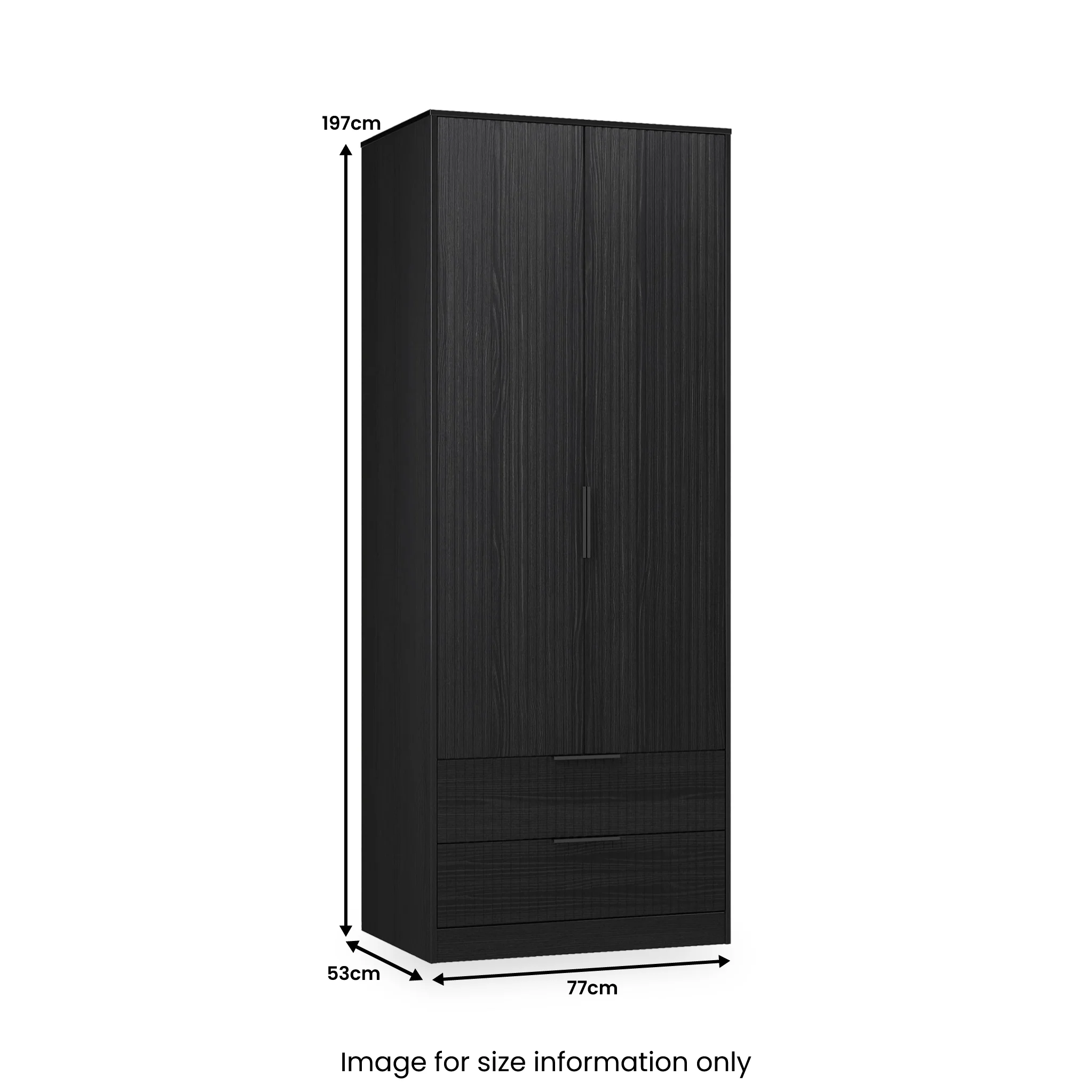 Callo Fluted Double Wardrobe with 2 Drawers - Image 15