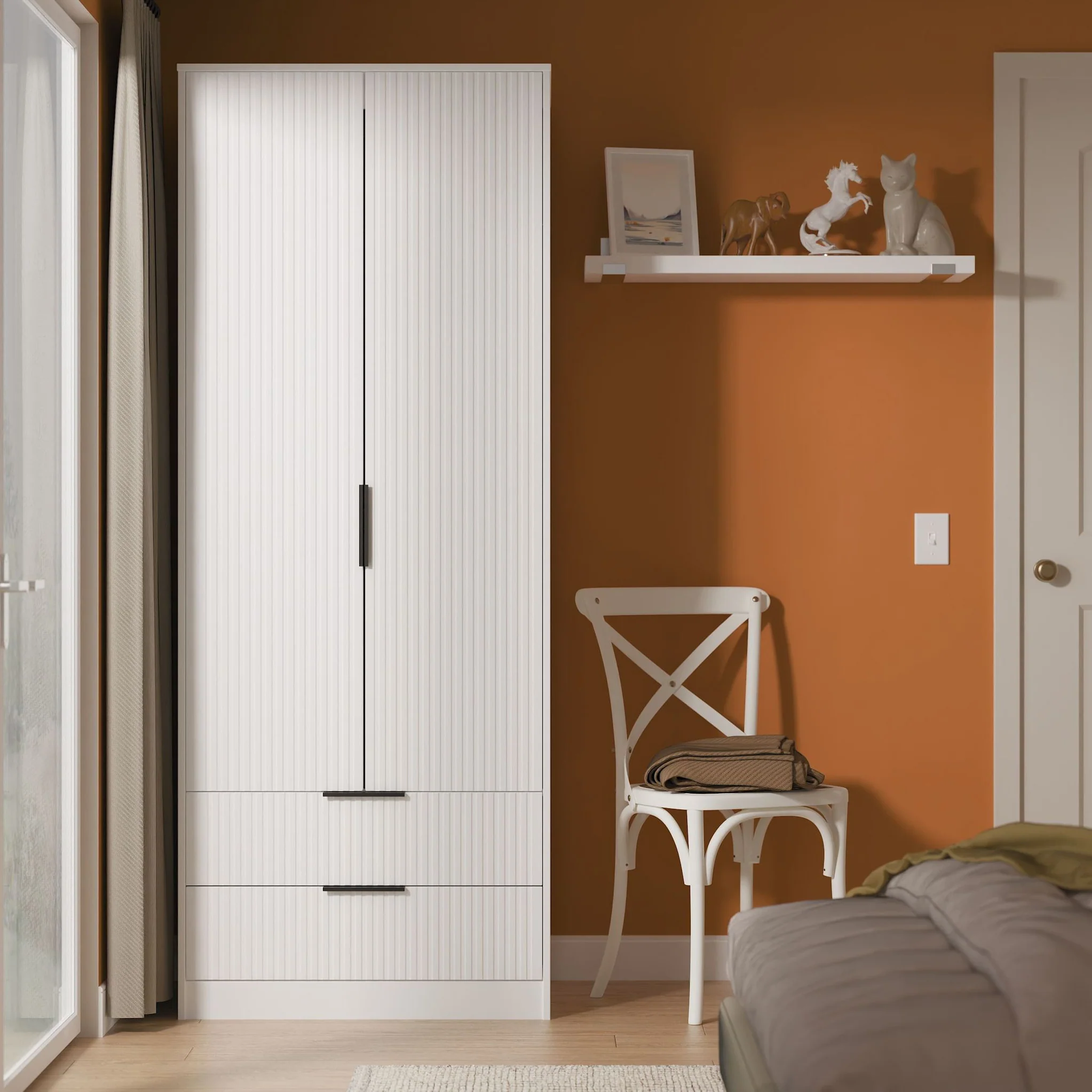 Callo Fluted Double Wardrobe with 2 Drawers - Image 2