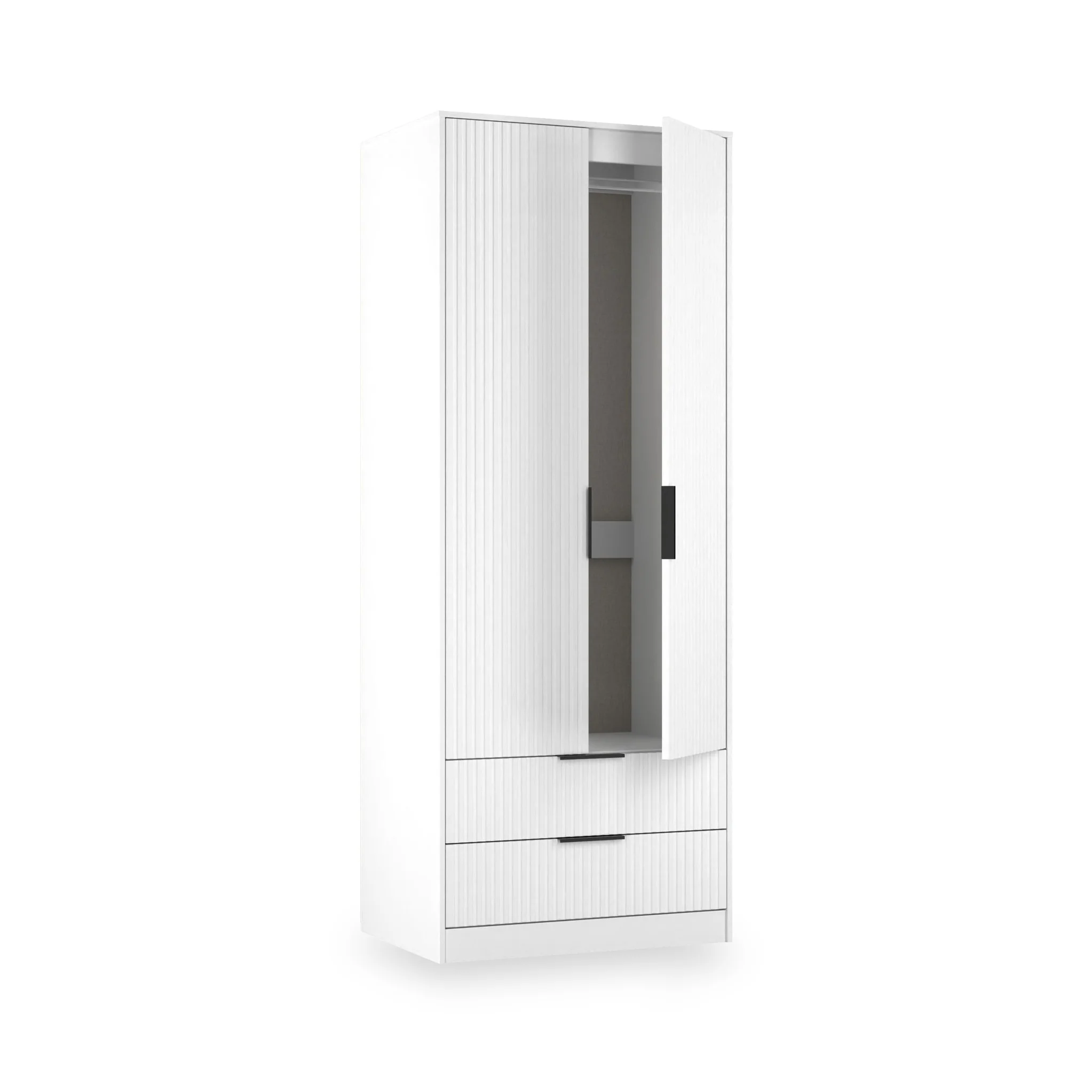 Callo Fluted Double Wardrobe with 2 Drawers - Image 4