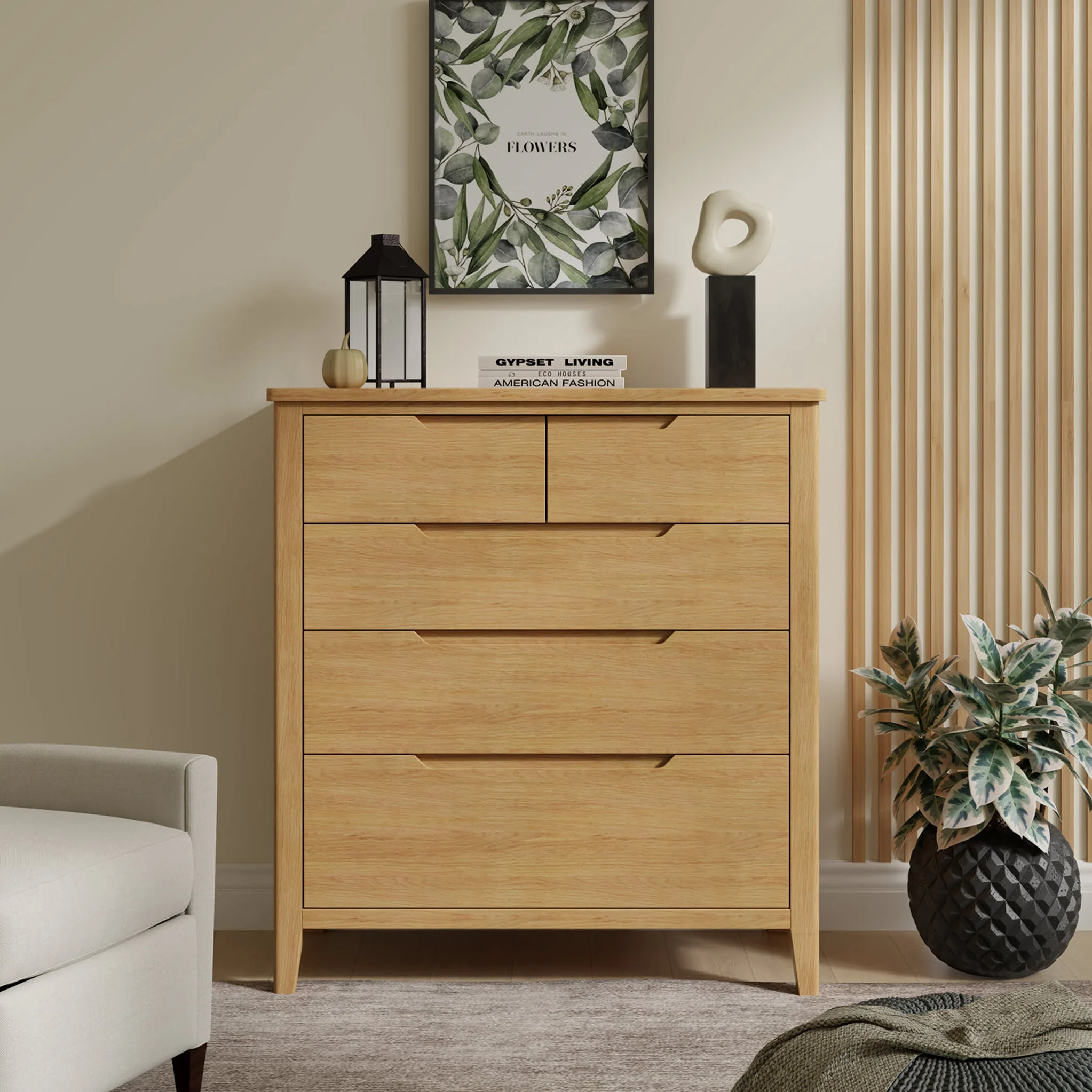 Camdale Oak 2 over 3 Drawer Chest - Image 2
