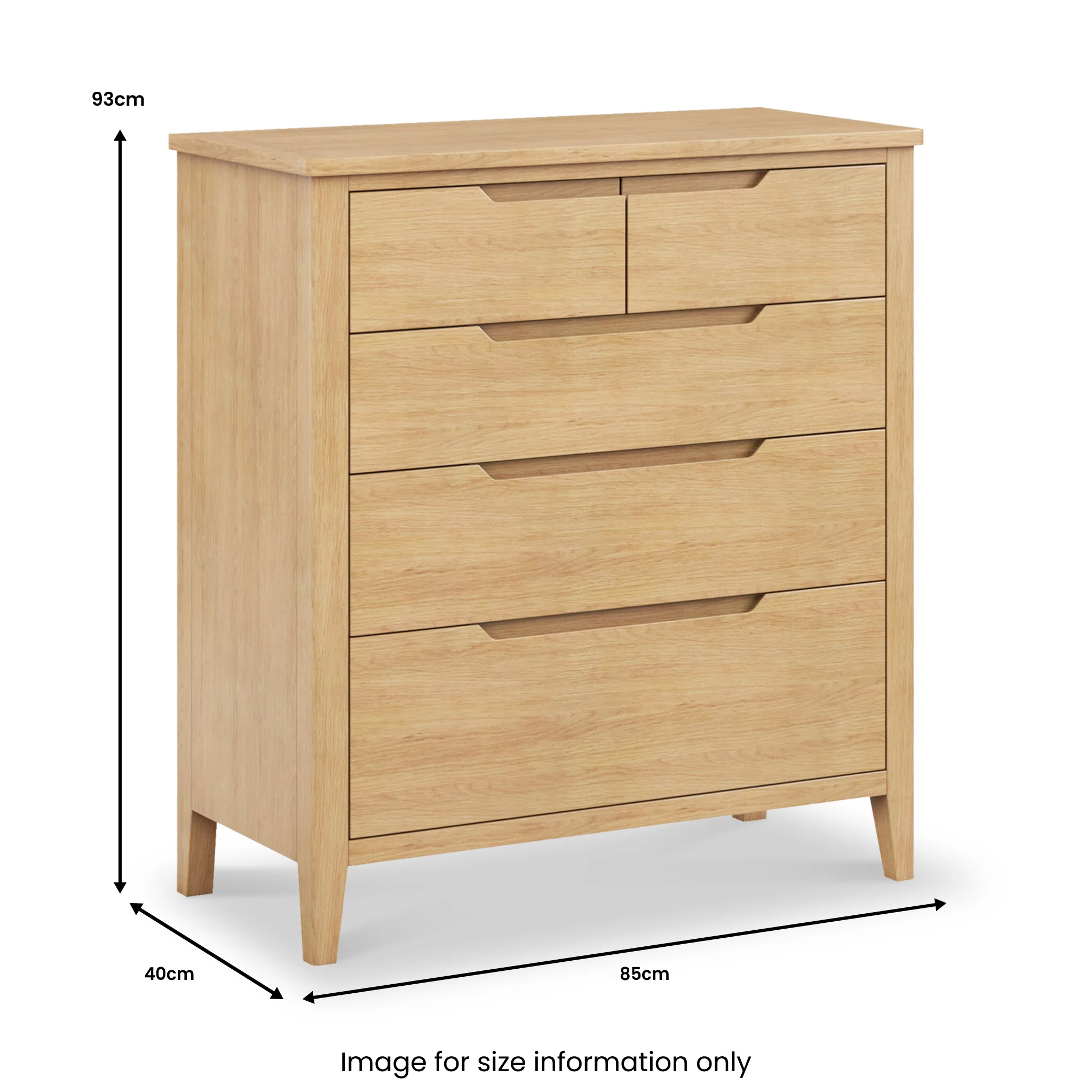 Camdale Oak 2 over 3 Drawer Chest - Image 5