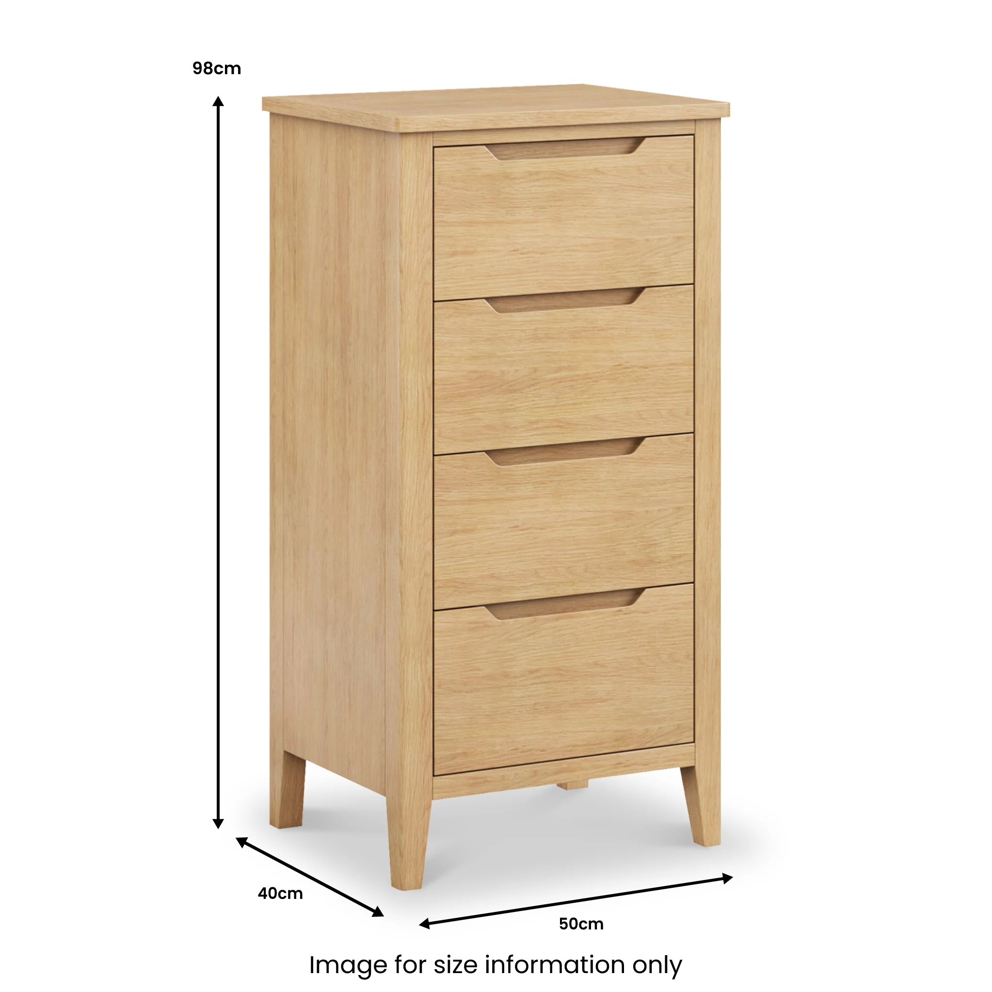 Camdale Oak 4 Drawer Tall Boy Chest - Image 5