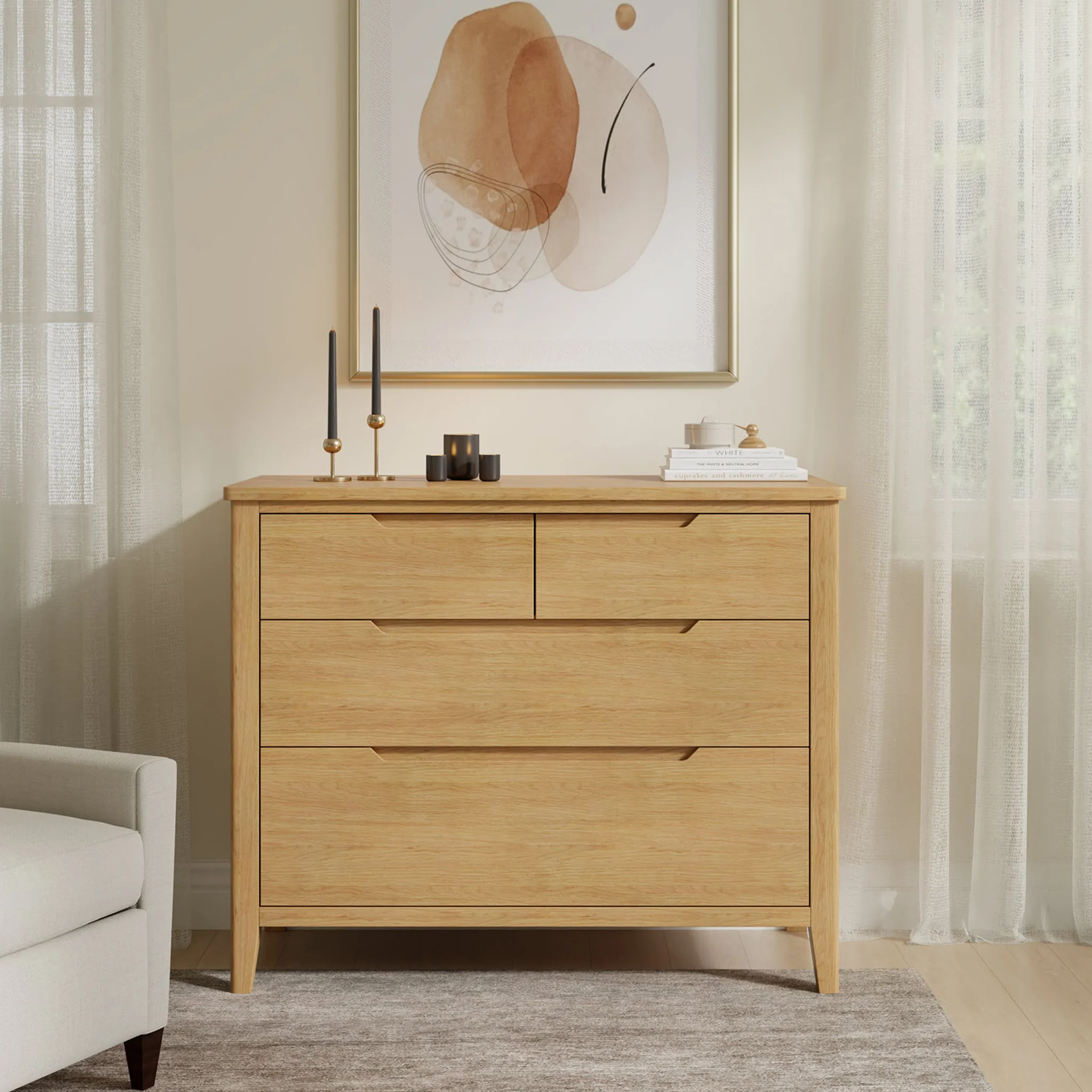 Camdale Oak 4 Drawer Wide Chest - Image 2