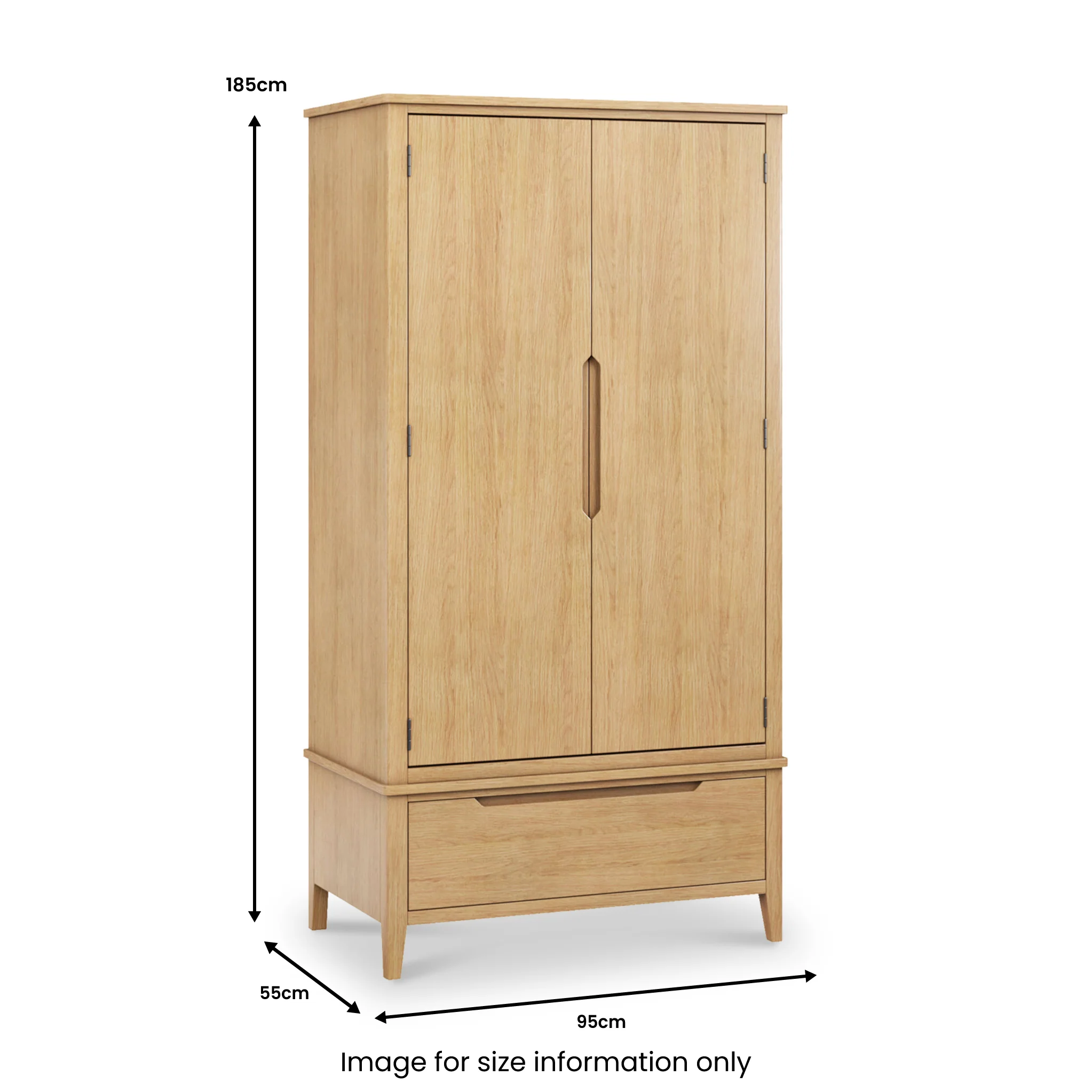 Camdale Oak Double Wardrobe with Drawer - Image 5