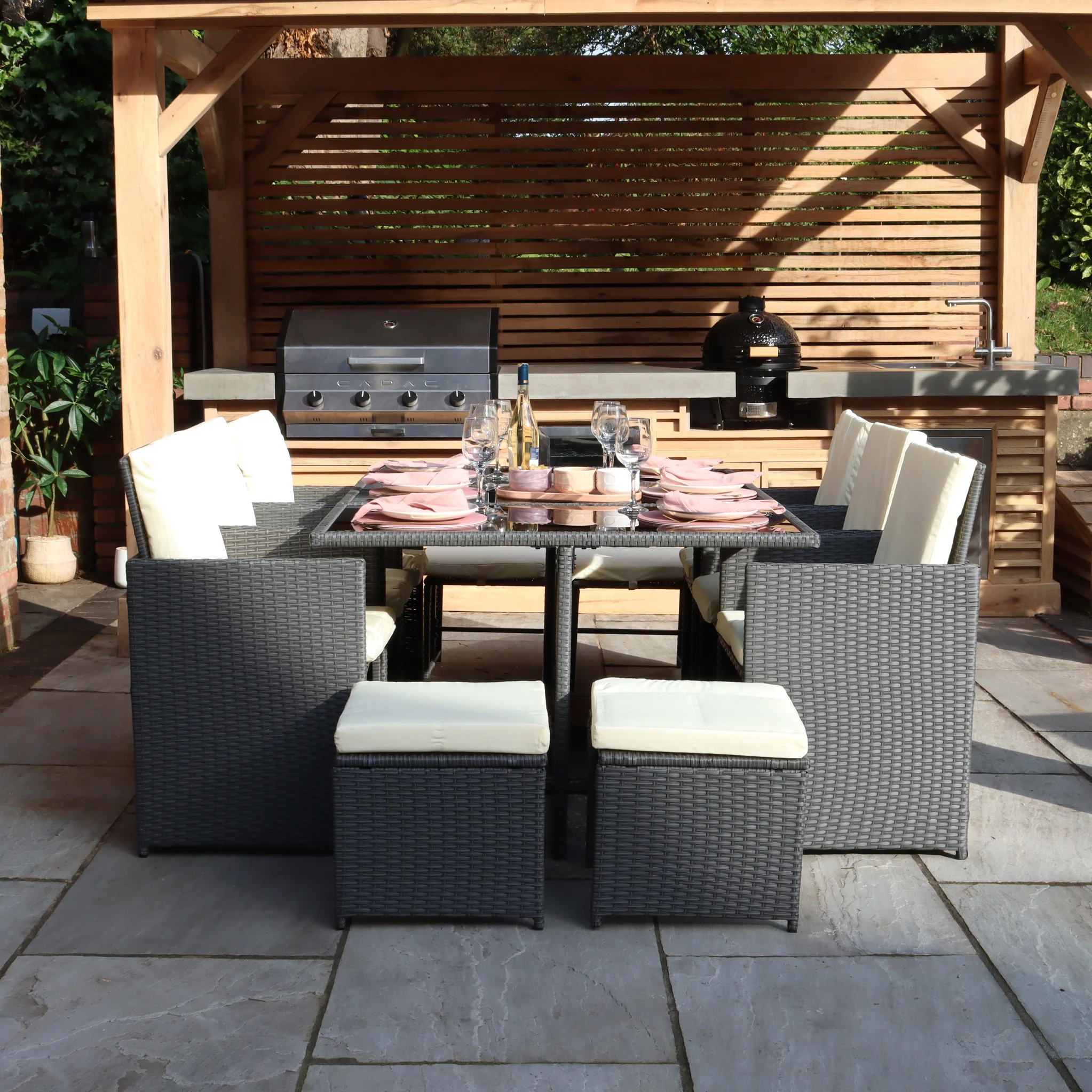 Cannes 10 Seater Rattan Cube Dining Set - Image 10
