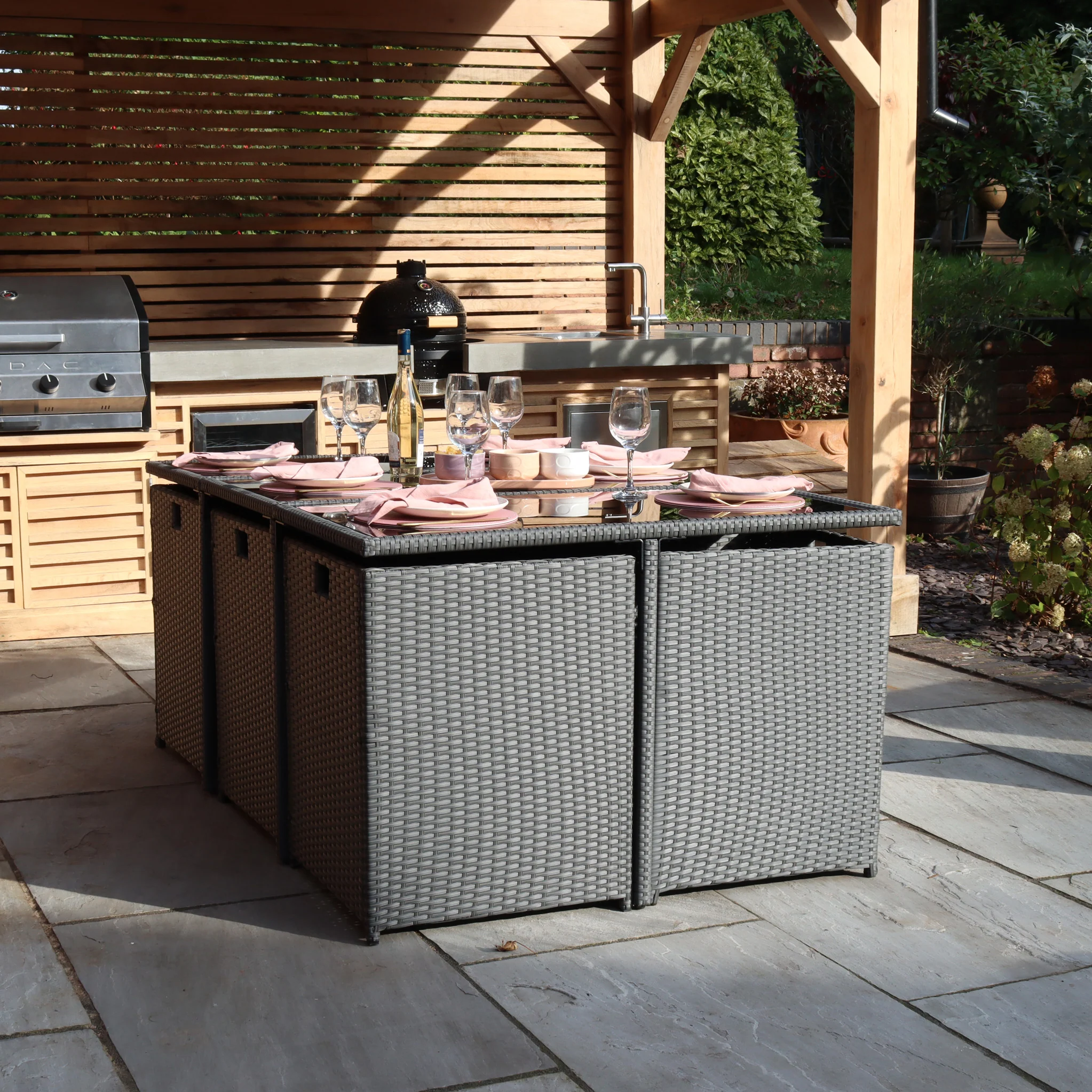 Cannes 10 Seater Rattan Cube Dining Set - Image 11