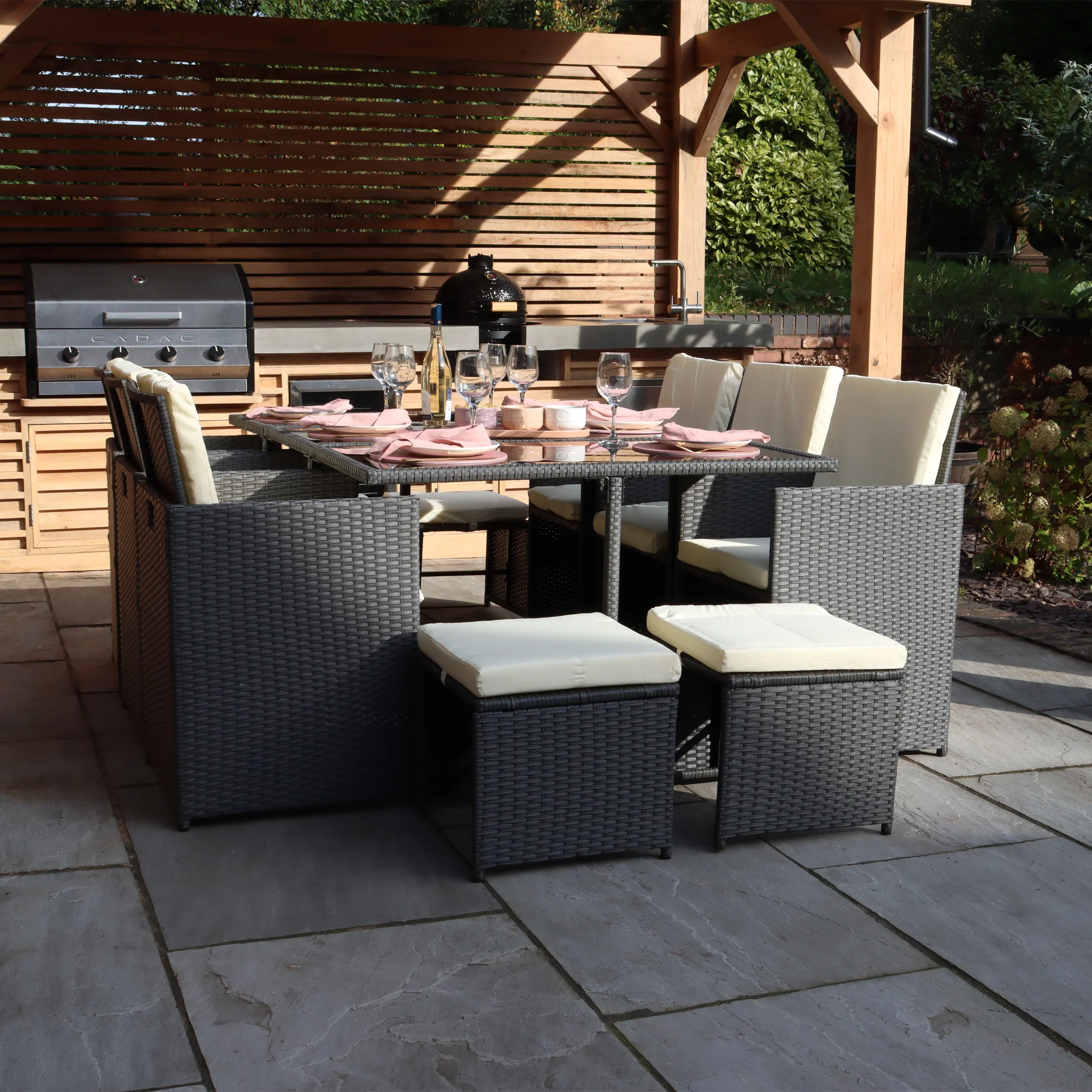 Cannes 10 Seater Rattan Cube Dining Set - Image 13