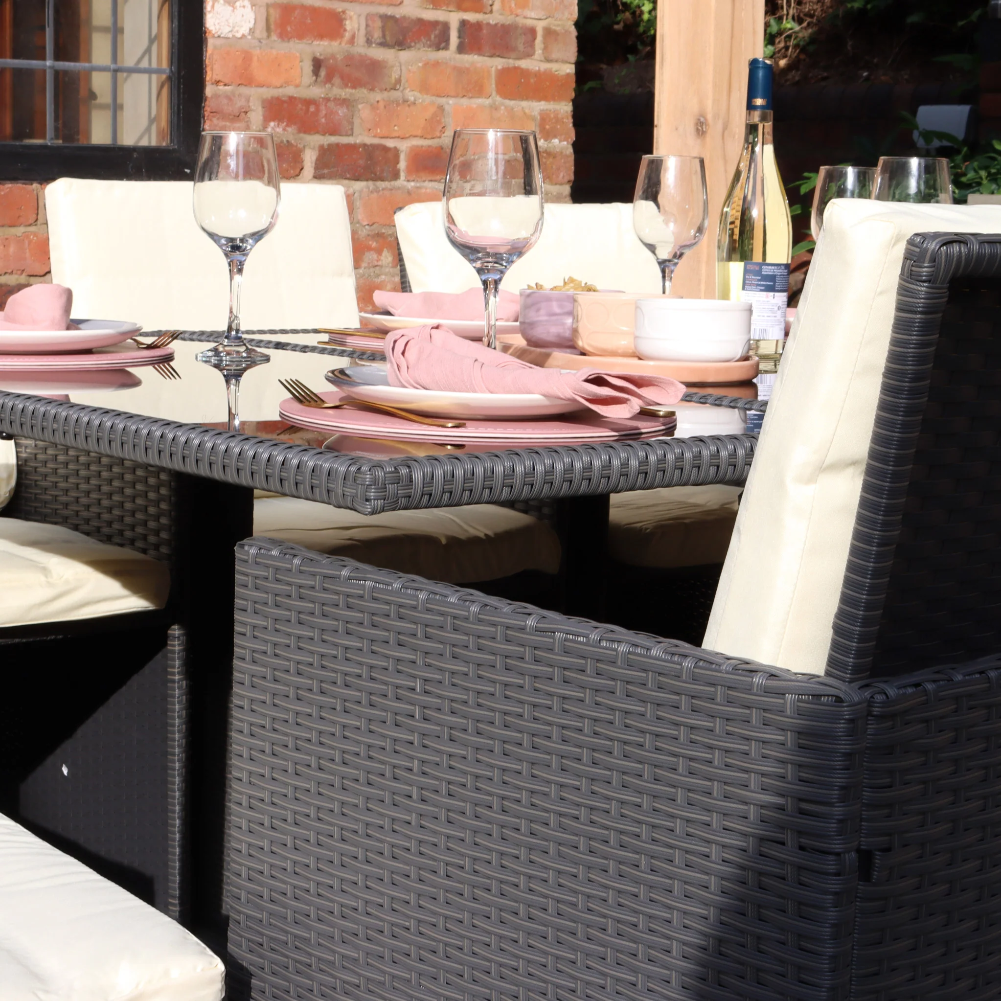 Cannes 10 Seater Rattan Cube Dining Set - Image 17