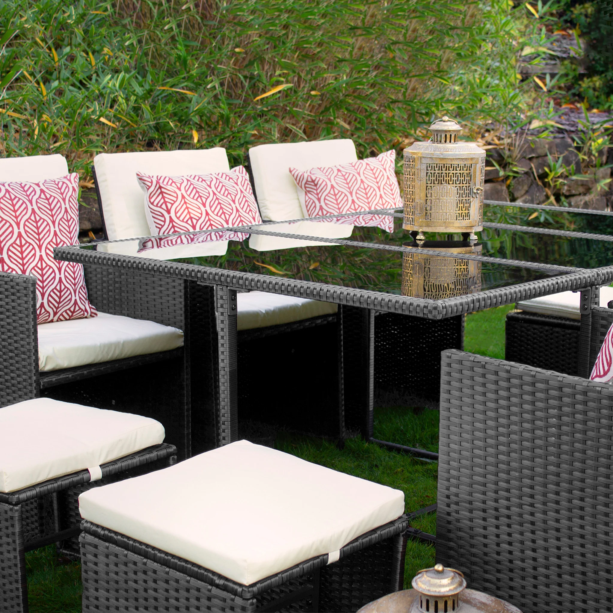 Cannes 10 Seater Rattan Cube Dining Set - Image 19