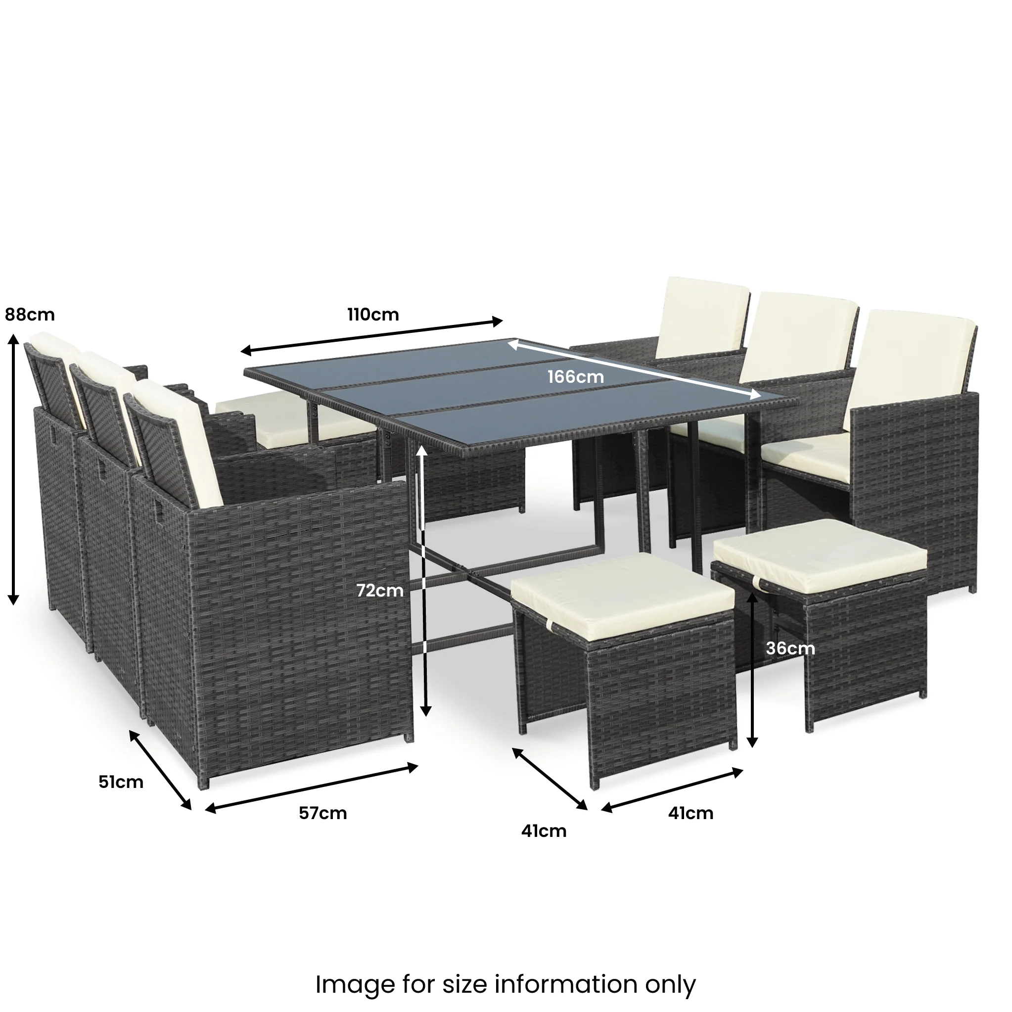 Cannes 10 Seater Rattan Cube Dining Set - Image 23
