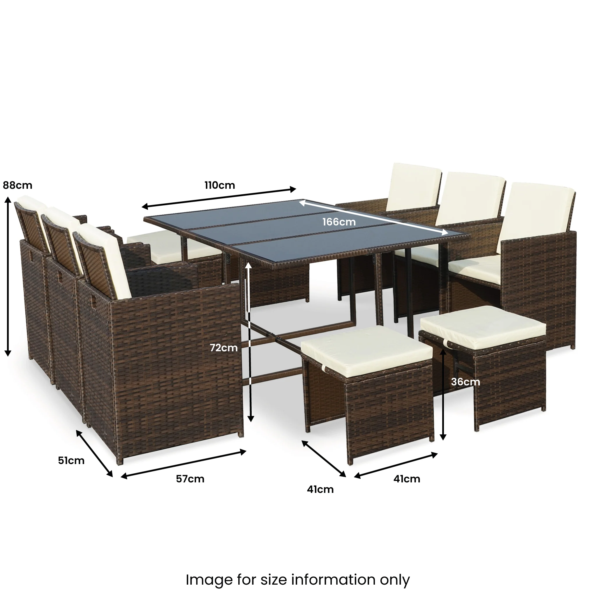 Cannes 10 Seater Rattan Cube Dining Set - Image 24