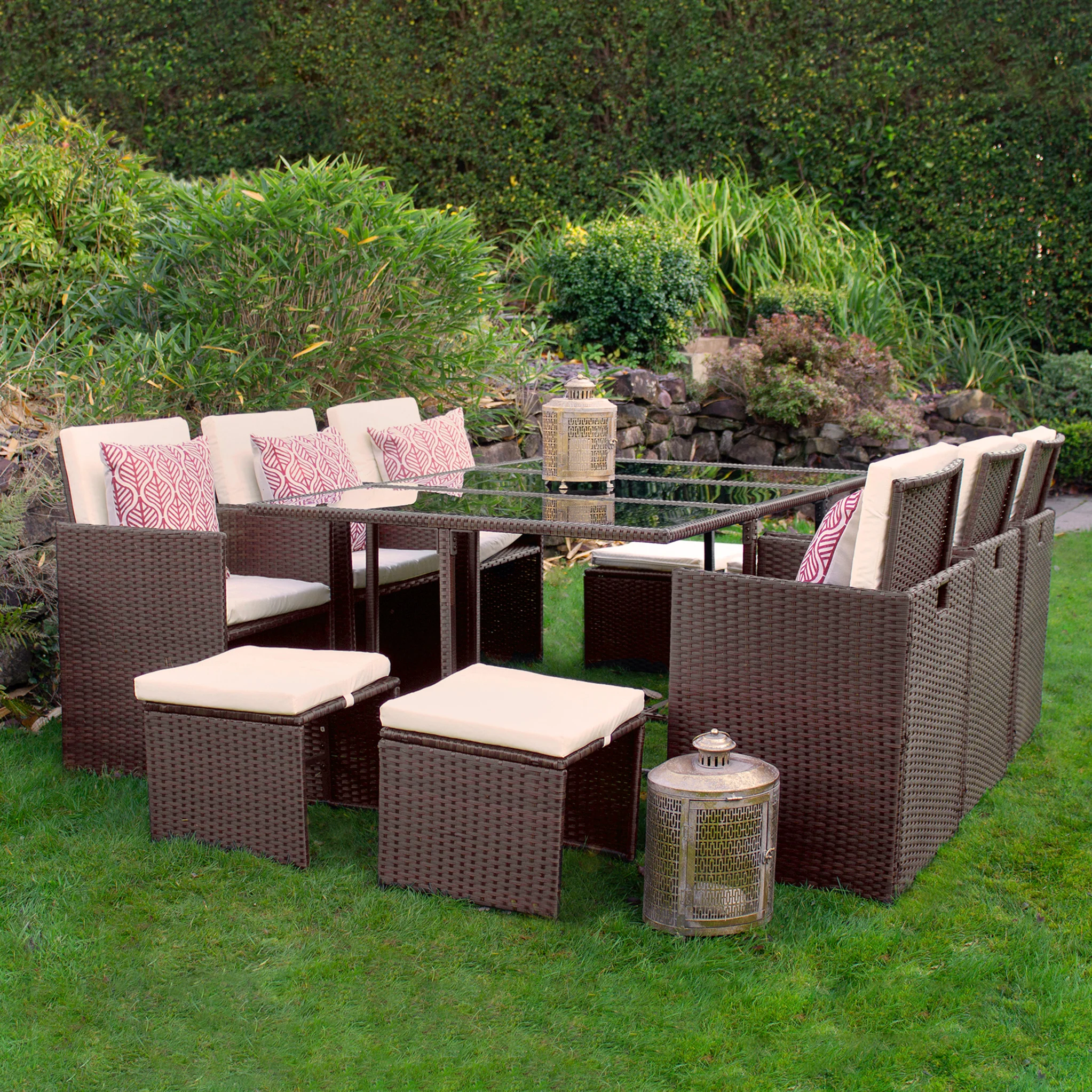 Cannes 10 Seater Rattan Cube Dining Set - Image 3
