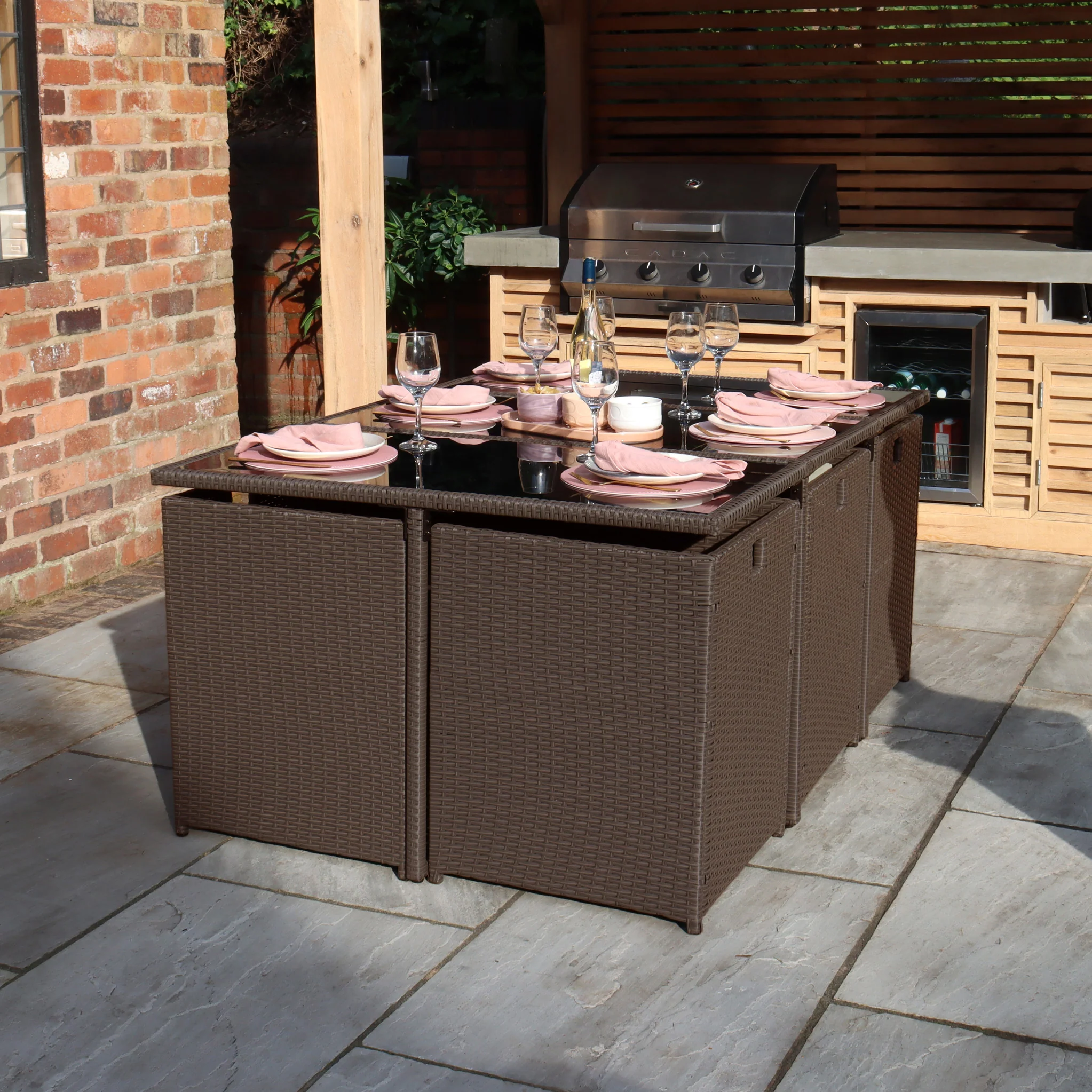 Cannes 10 Seater Rattan Cube Dining Set - Image 6