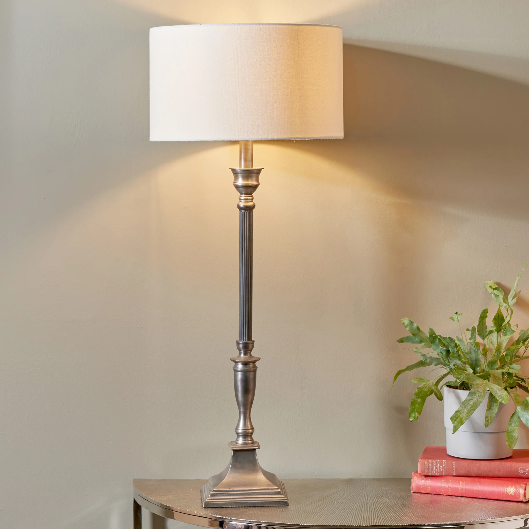 Canterbury Antique Silver Metal Table Lamp - Image 2