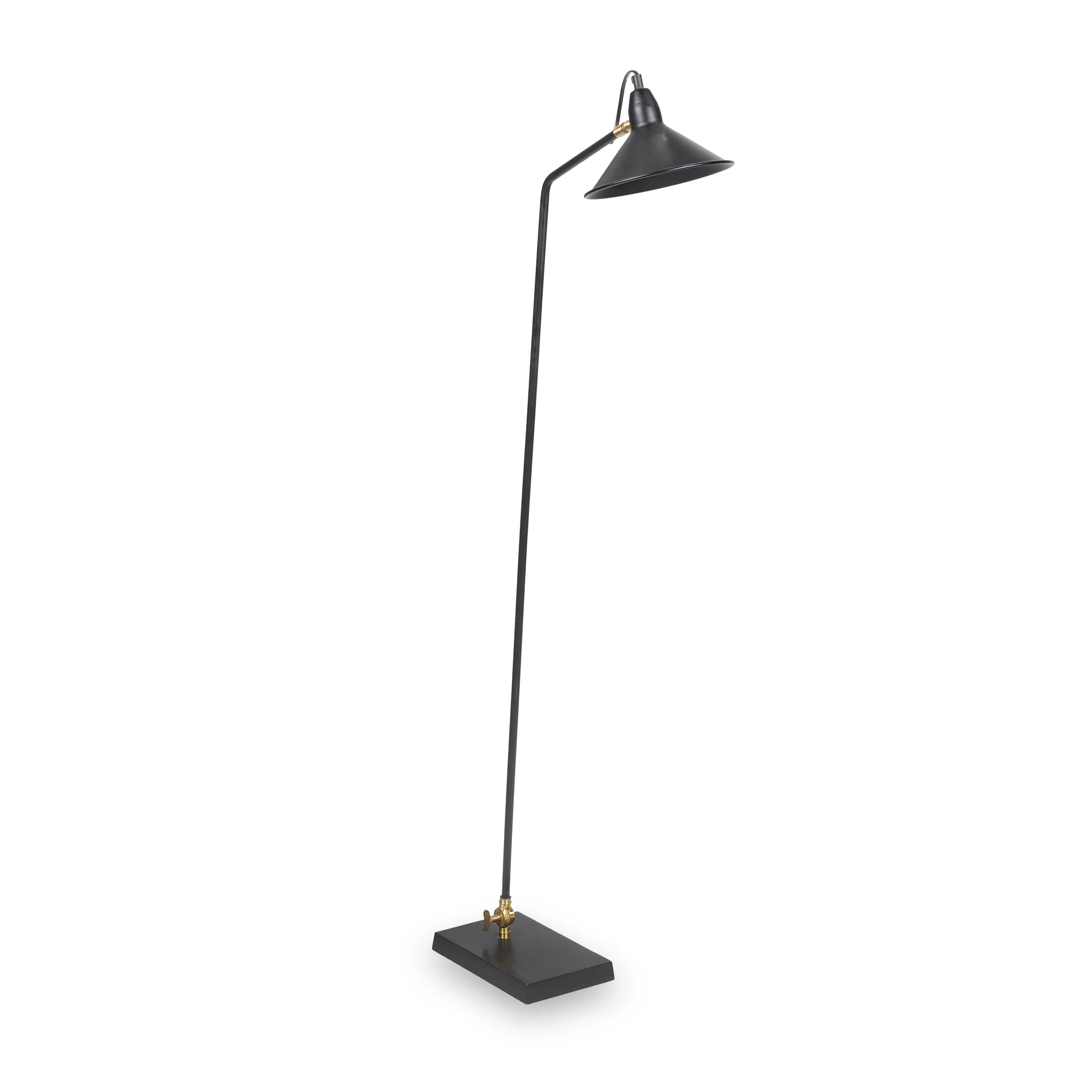 Canton Matt Black and Brass Metal Cone Floor Lamp
