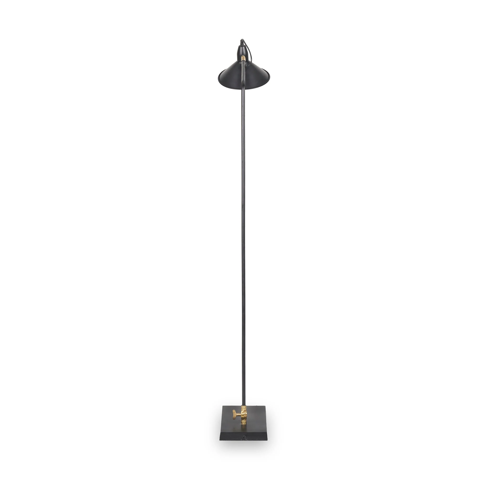 Canton Matt Black and Brass Metal Cone Floor Lamp - Image 3