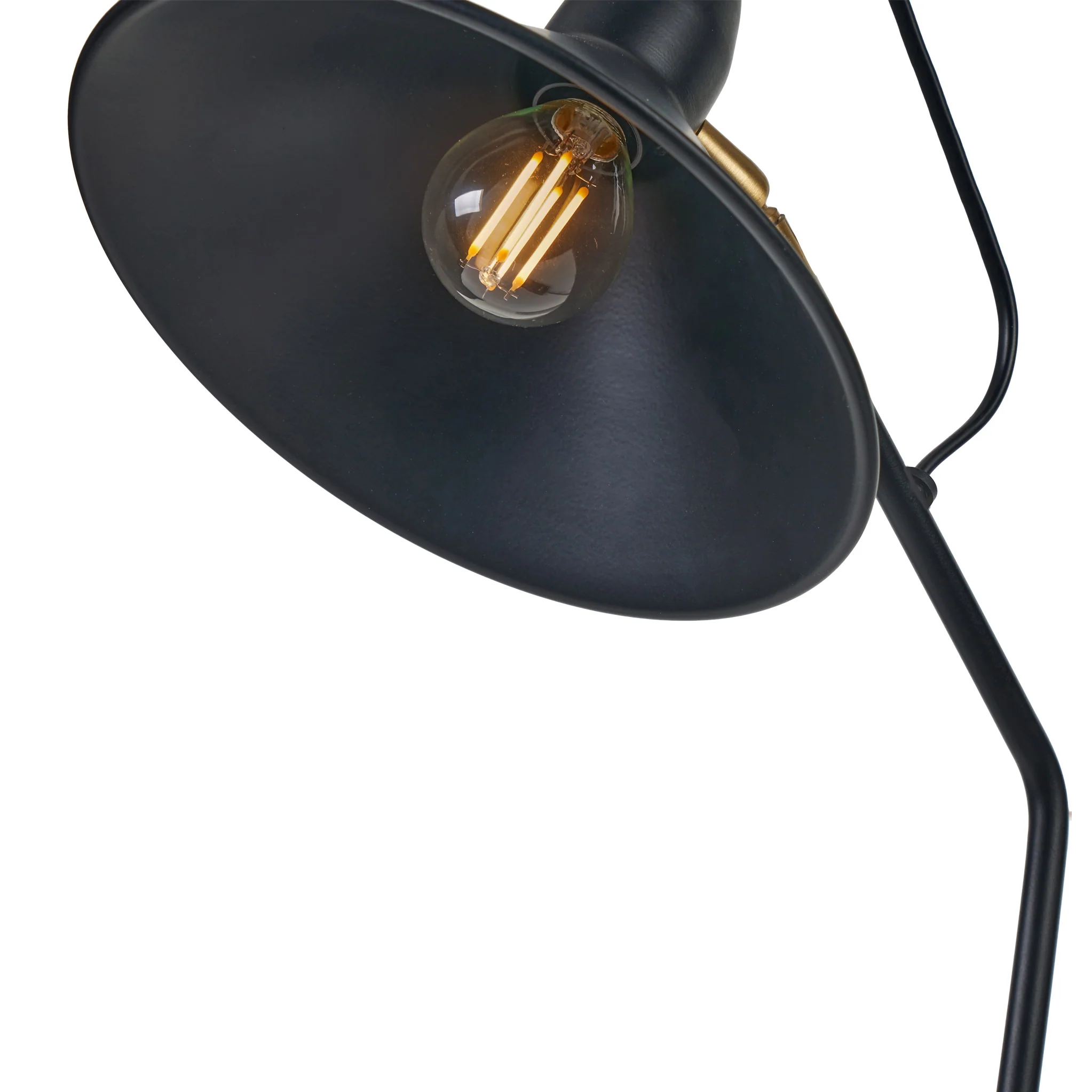 Canton Matt Black and Brass Metal Cone Floor Lamp - Image 4