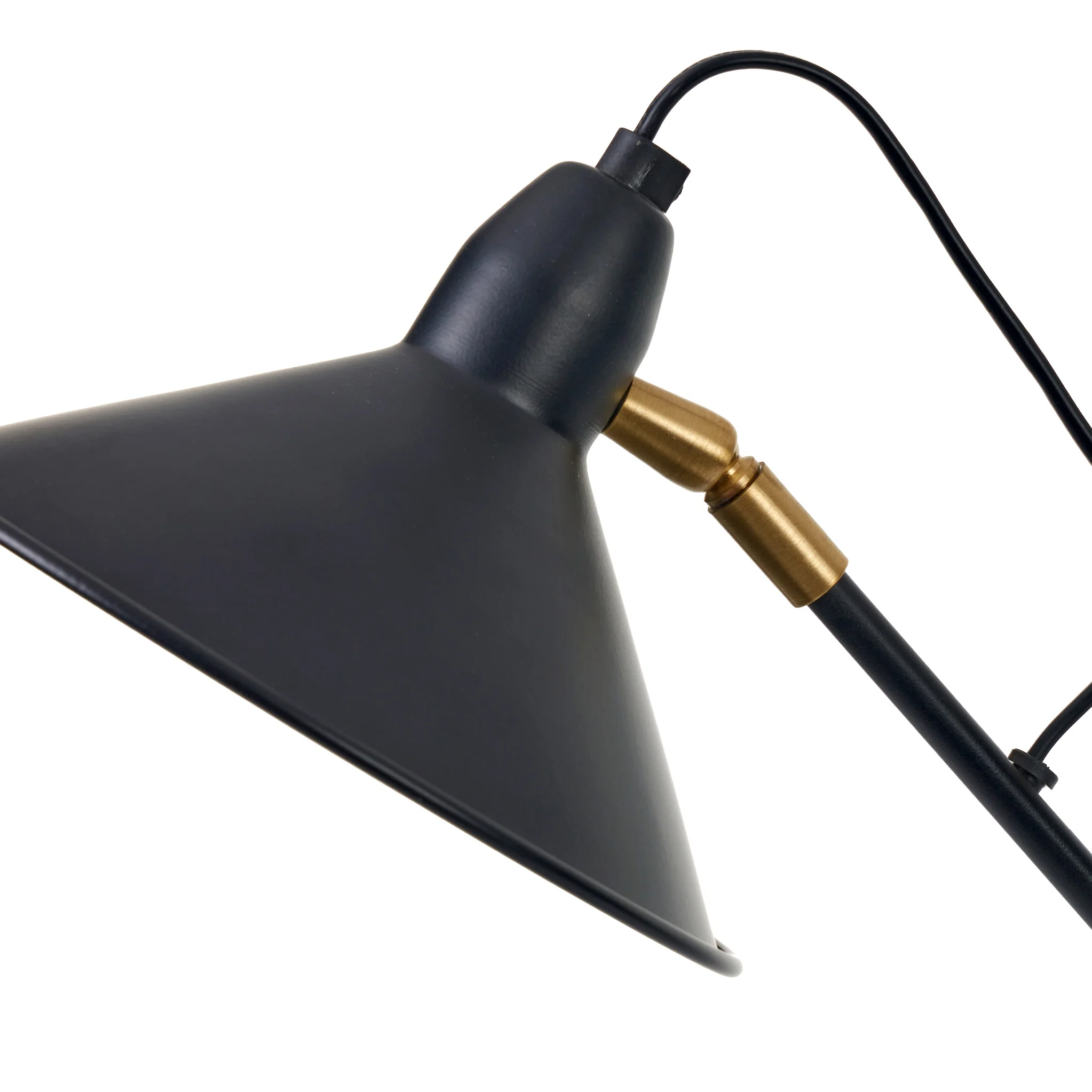 Canton Matt Black and Brass Metal Cone Floor Lamp - Image 5