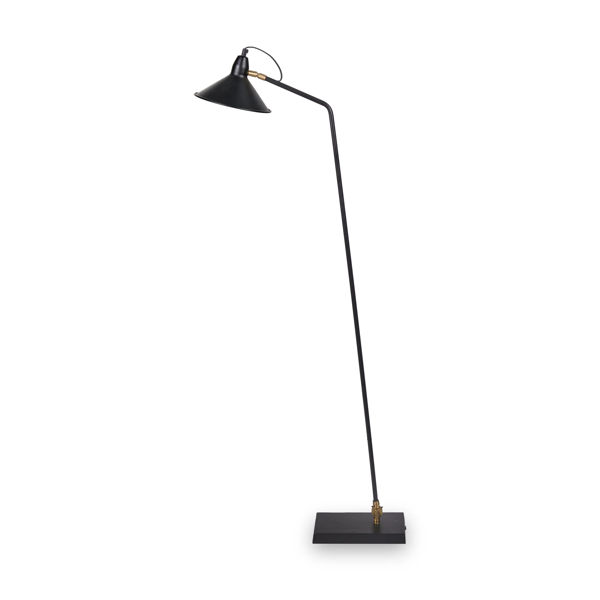 Canton Matt Black and Brass Metal Cone Floor Lamp - Image 7