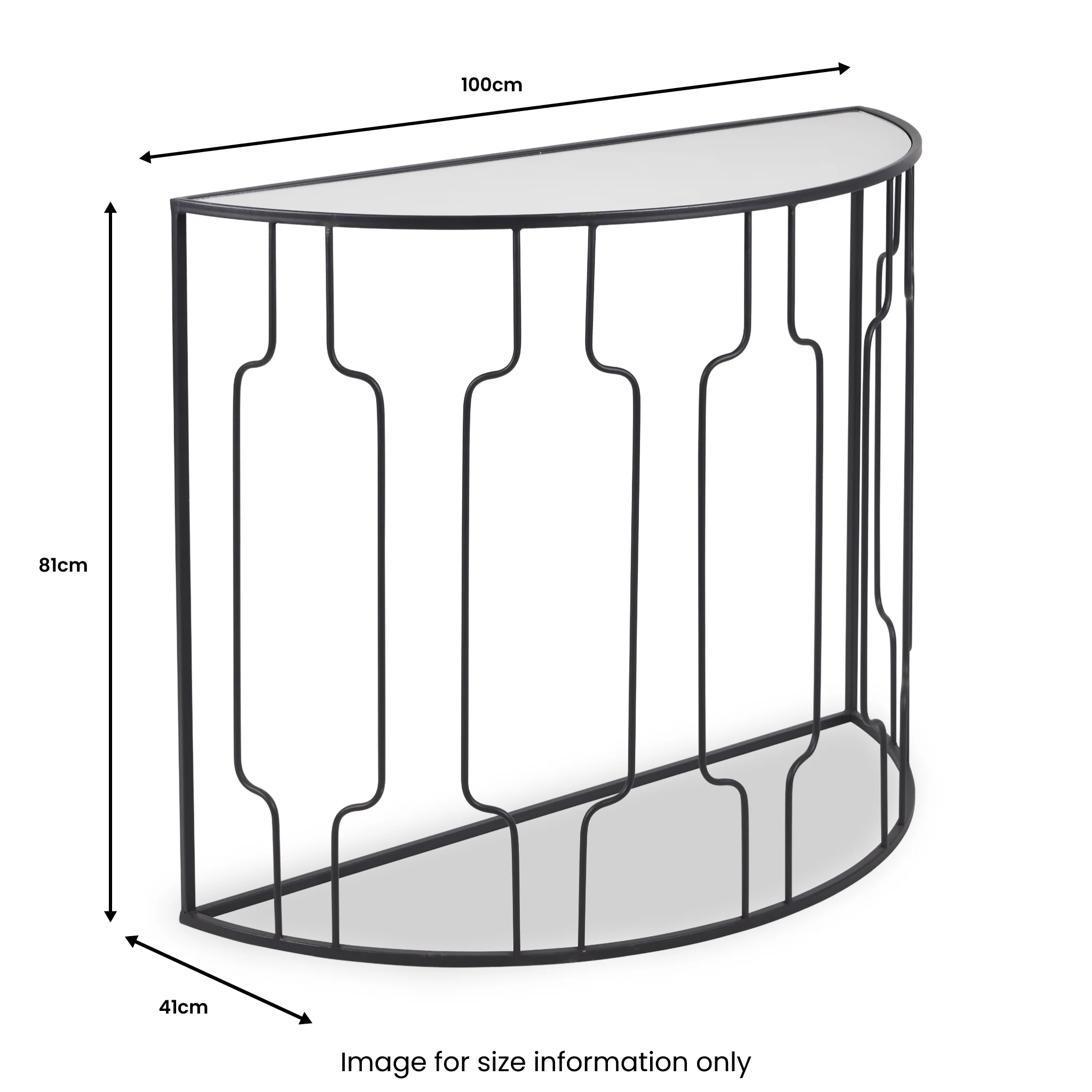 Caprisse Mirrored Glass Half Moon Console Table - Image 9