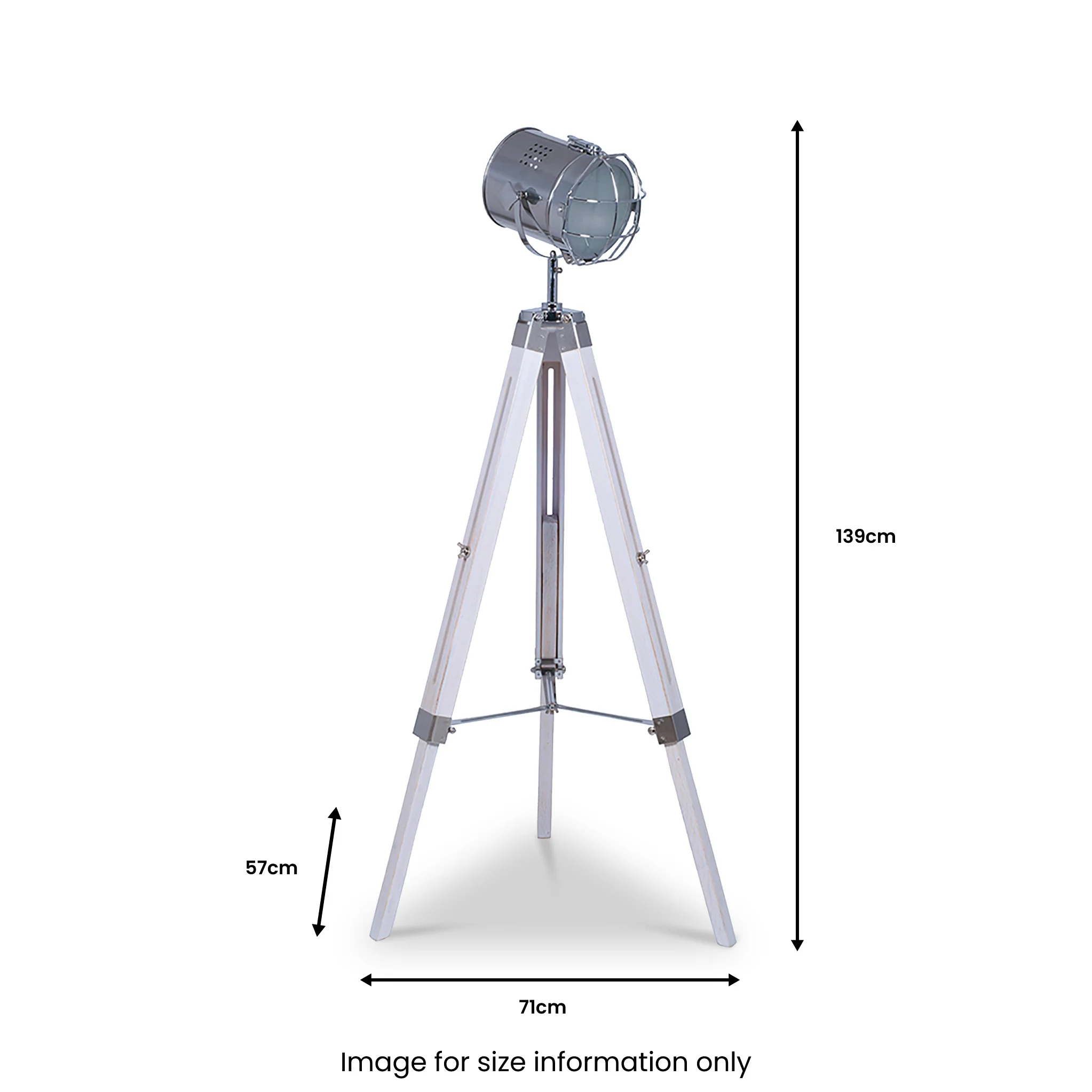 Capstan White Wash and Silver Metal Tripod Floor Lamp - Image 4