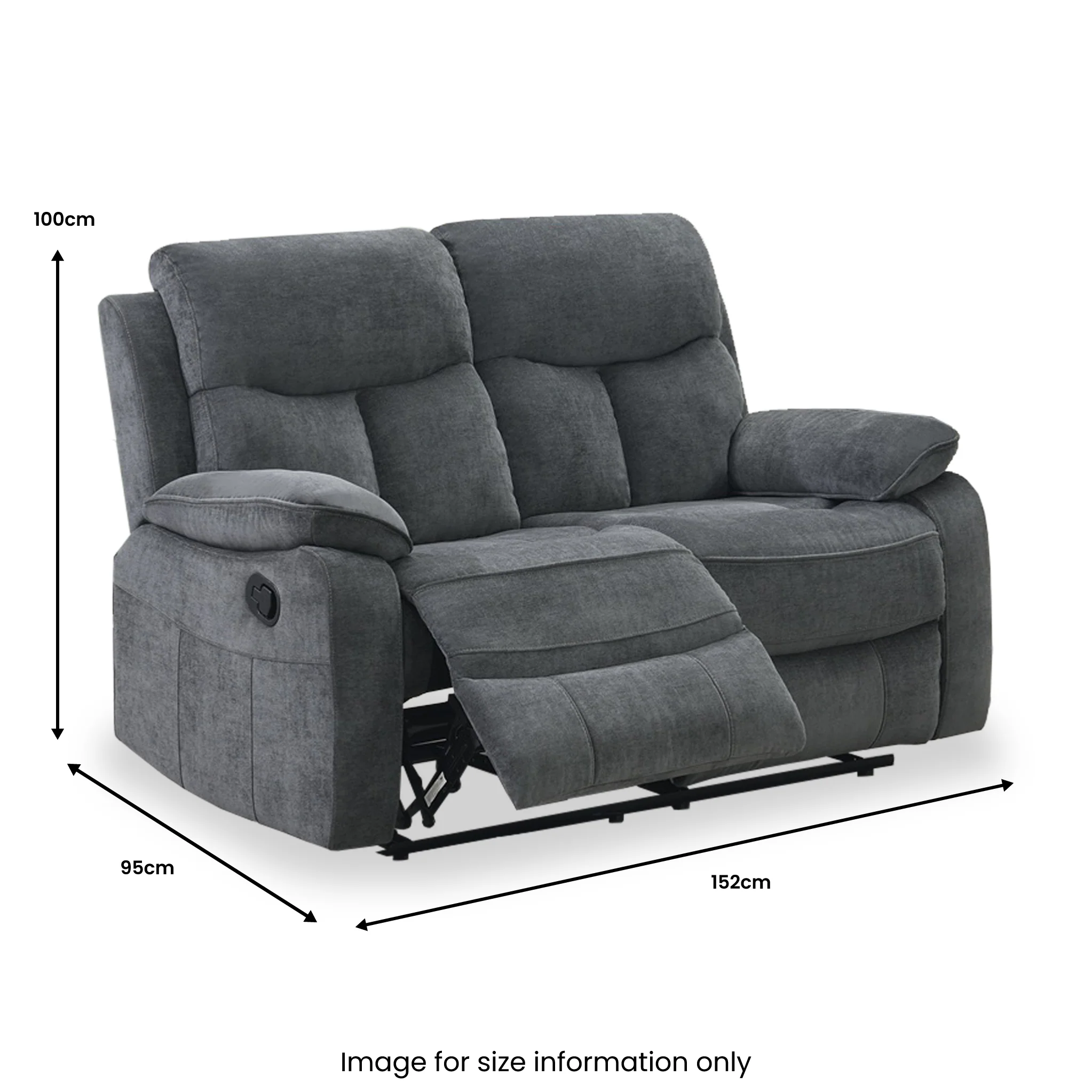 Carson Manual 2 Seater Recliner Sofa - Image 4
