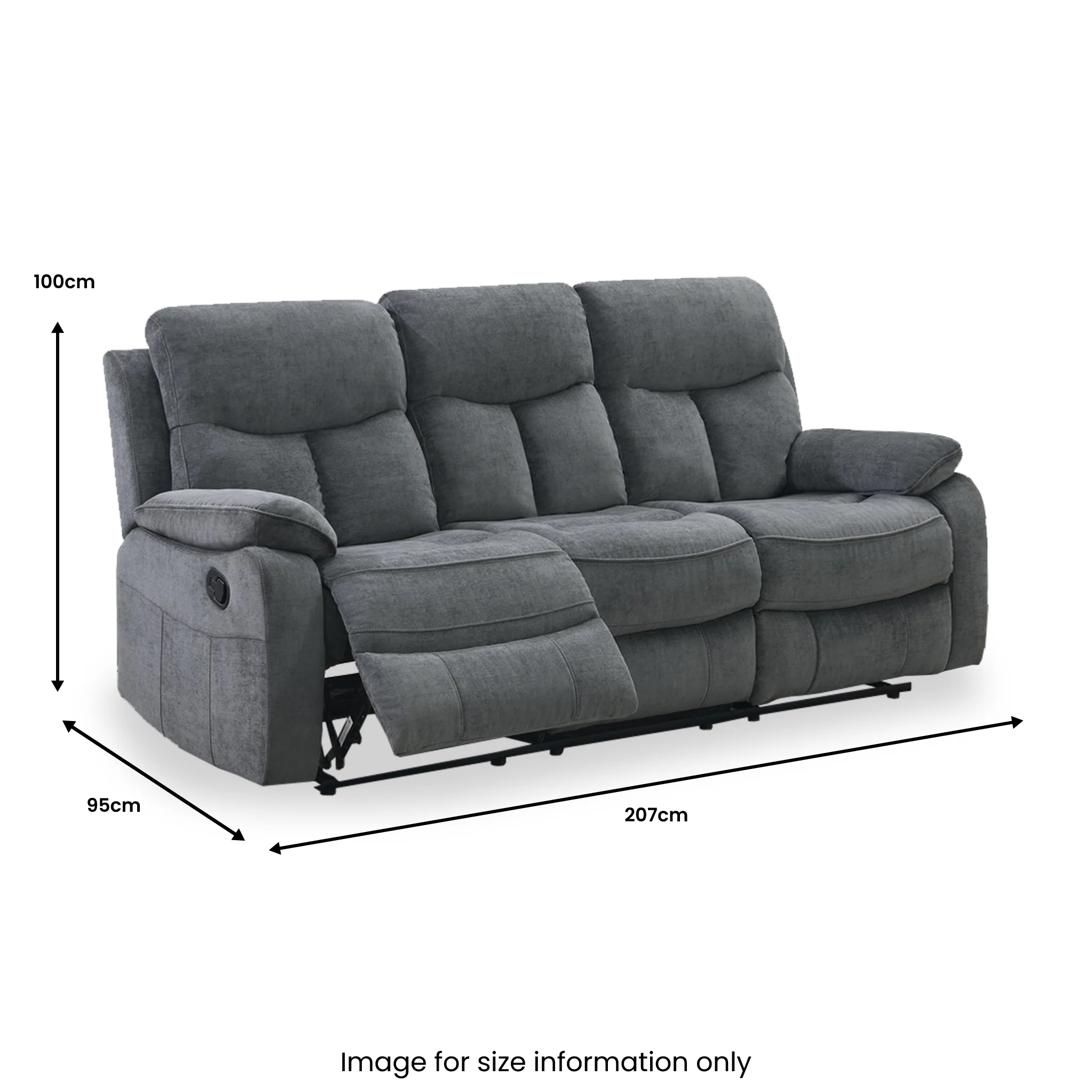 Carson Manual 3 Seater Recliner Sofa - Image 4