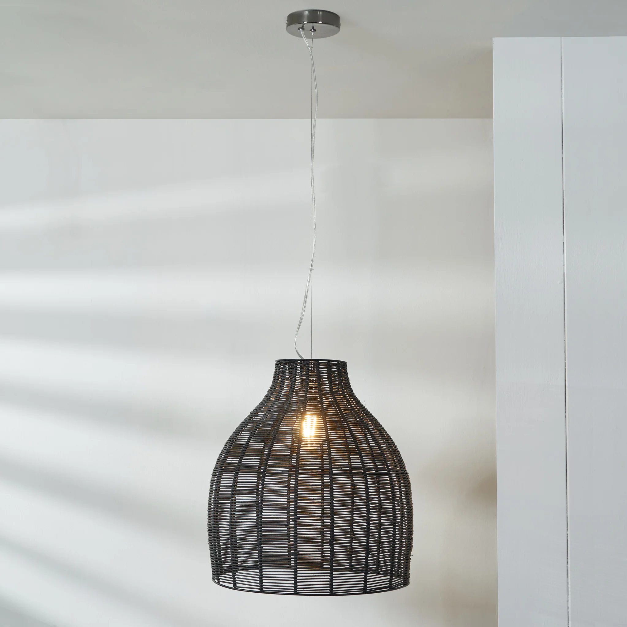 Caswell Black Rattan Coche Pendant - Image 2