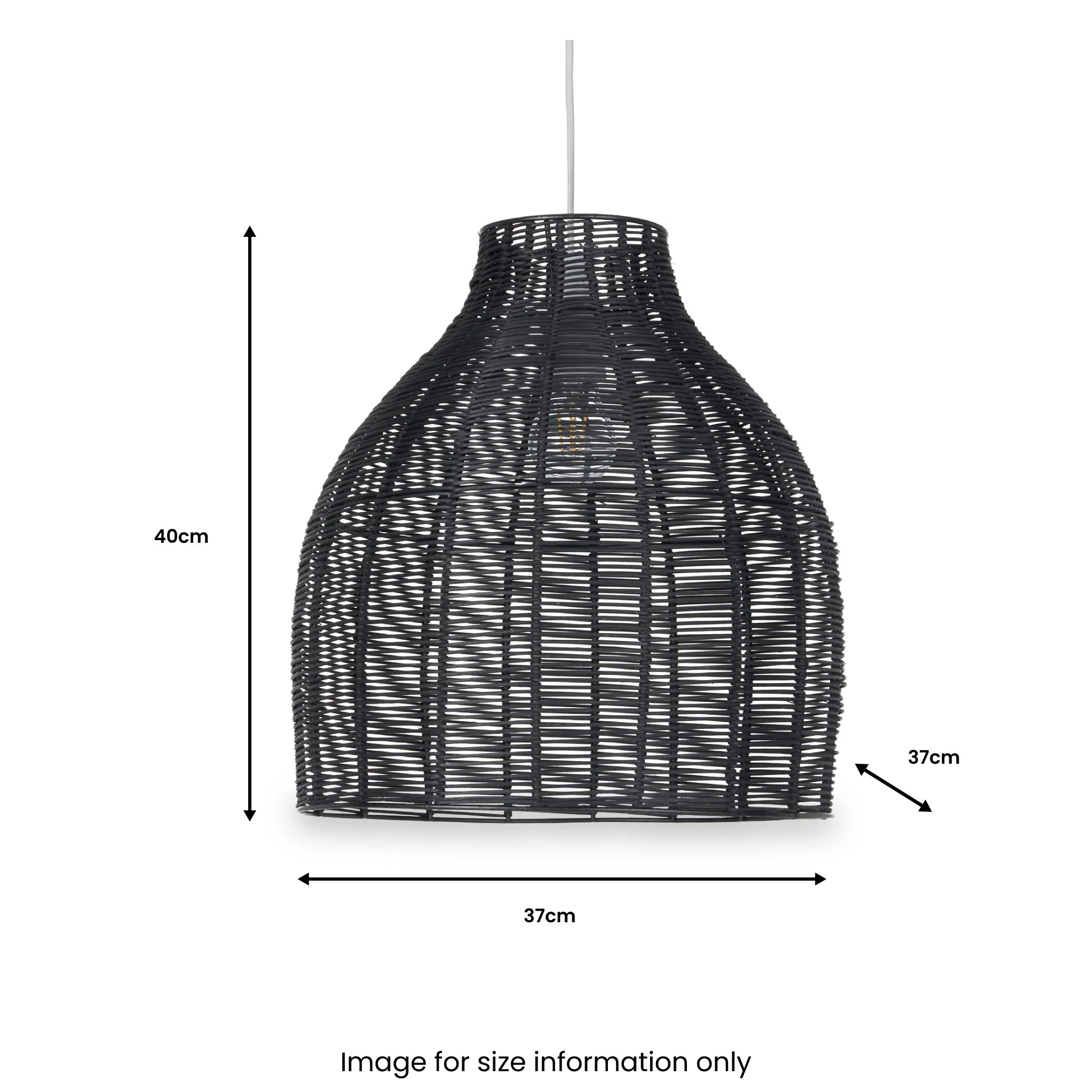 Caswell Black Rattan Coche Pendant - Image 6