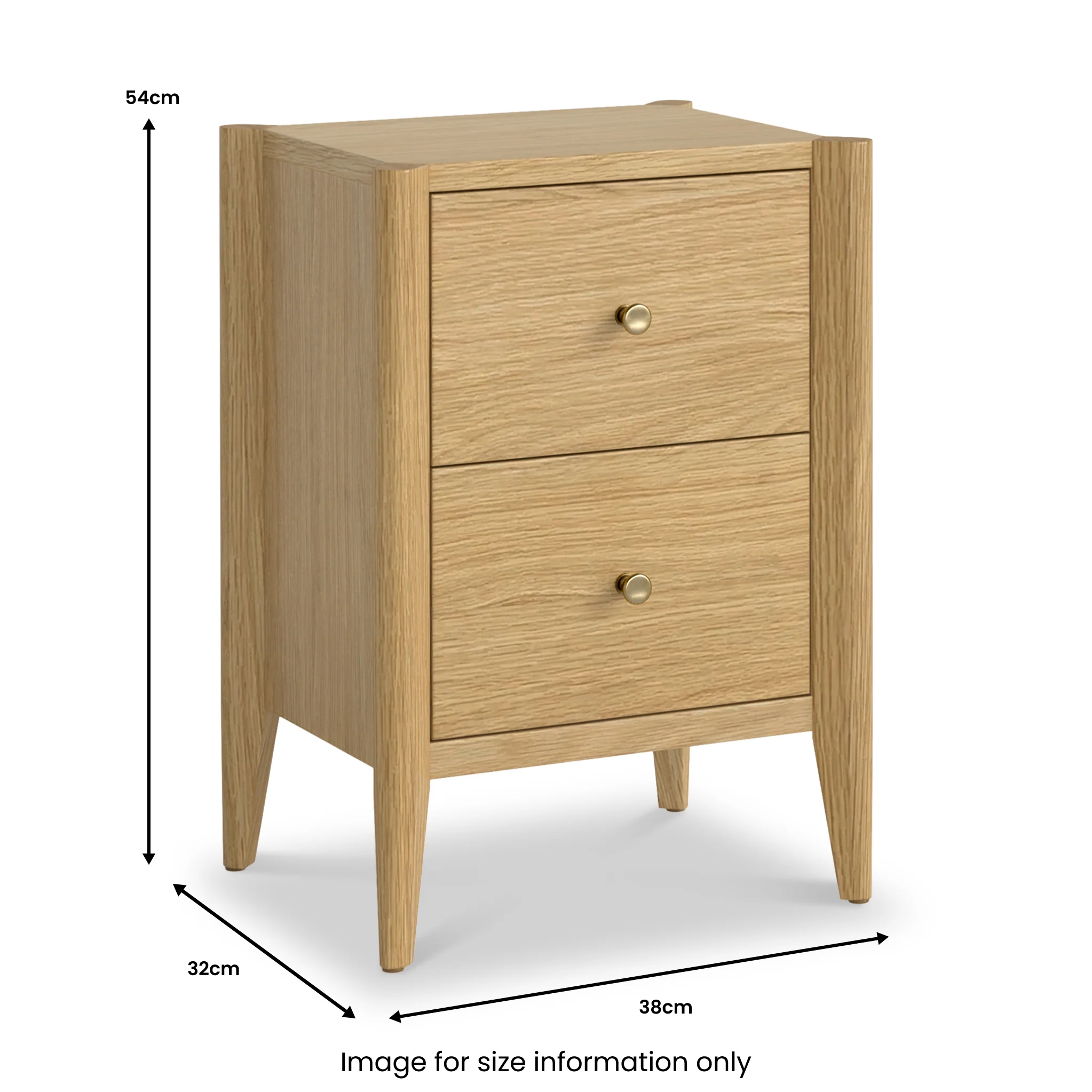 Cavell Oak 2 Drawer Bedside Table - Image 3