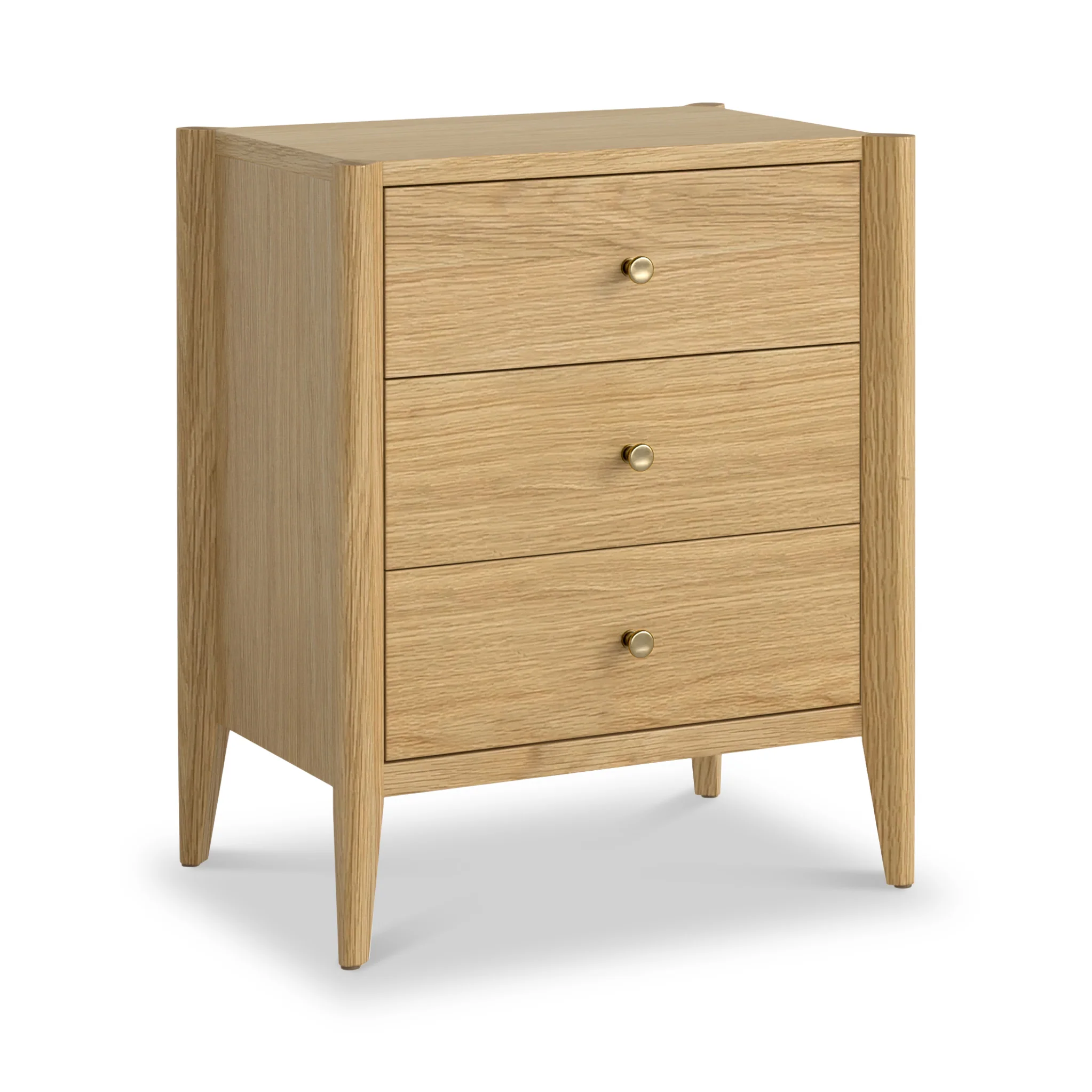 Cavell Oak 3 Drawer Bedside Table - Image 3