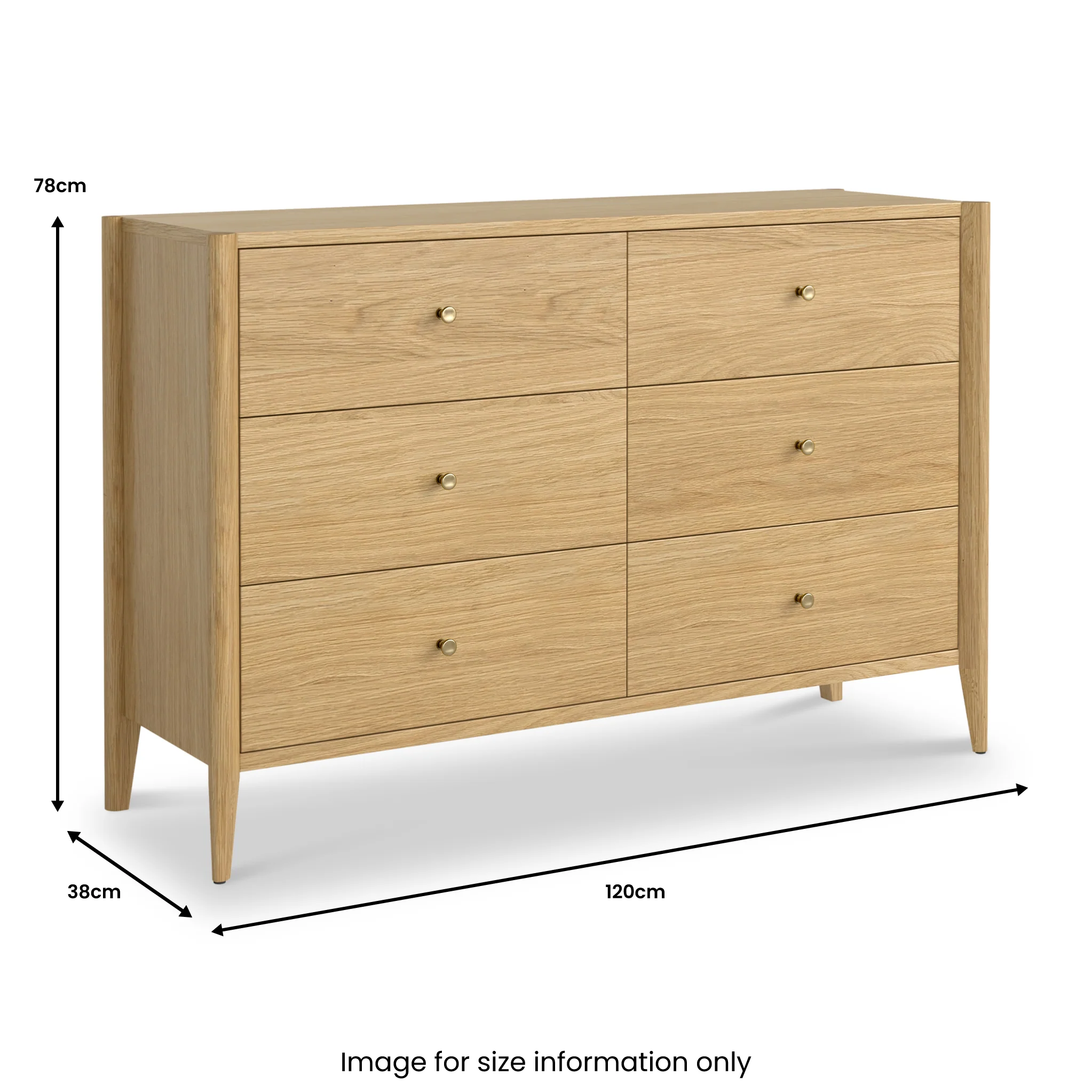 Cavell Oak 6 Drawer Chest - Image 5