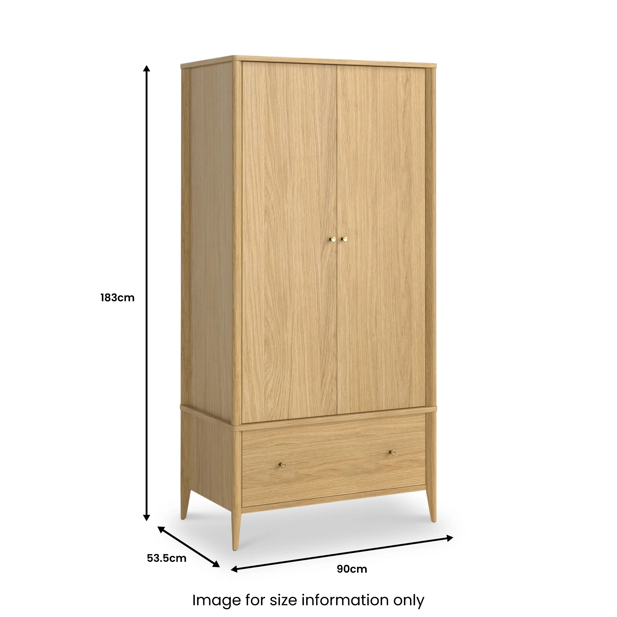 Cavell Oak Double Wardrobe - Image 3