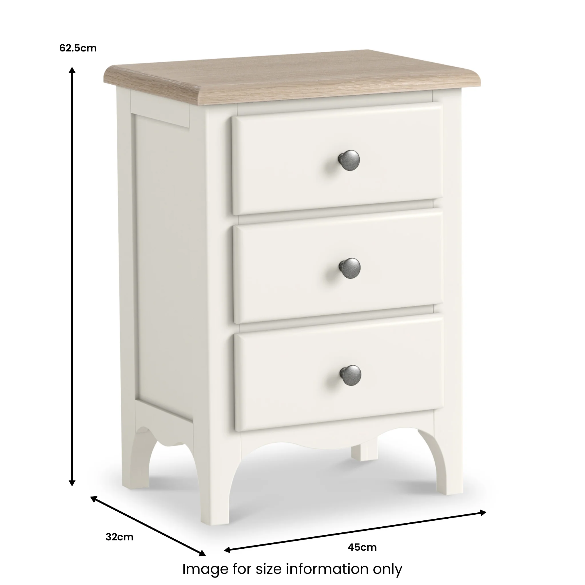 Celine 3 Drawer Bedside Table - Image 9