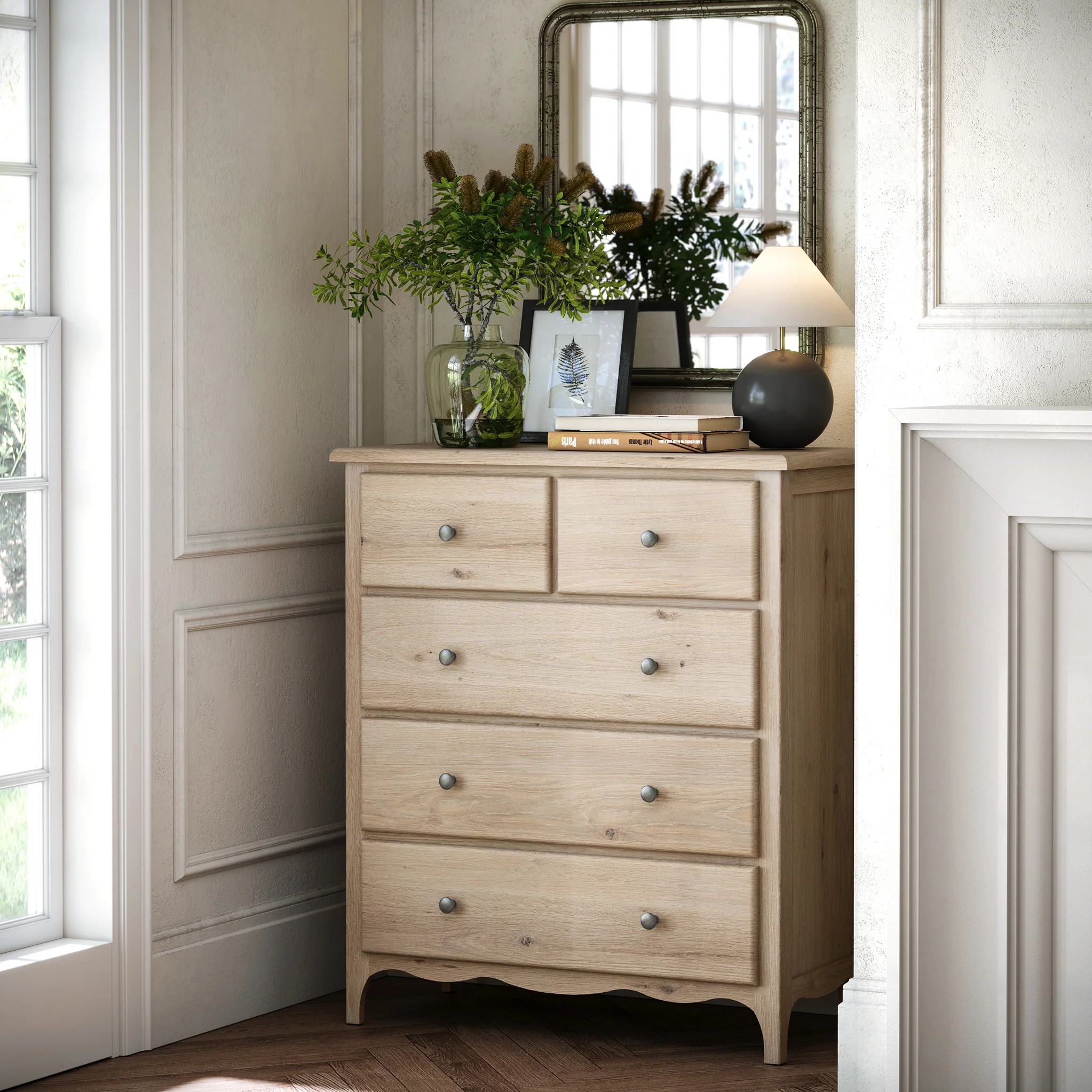 Celine Washed Oak 2 Over 3 Drawer Chest - Image 2
