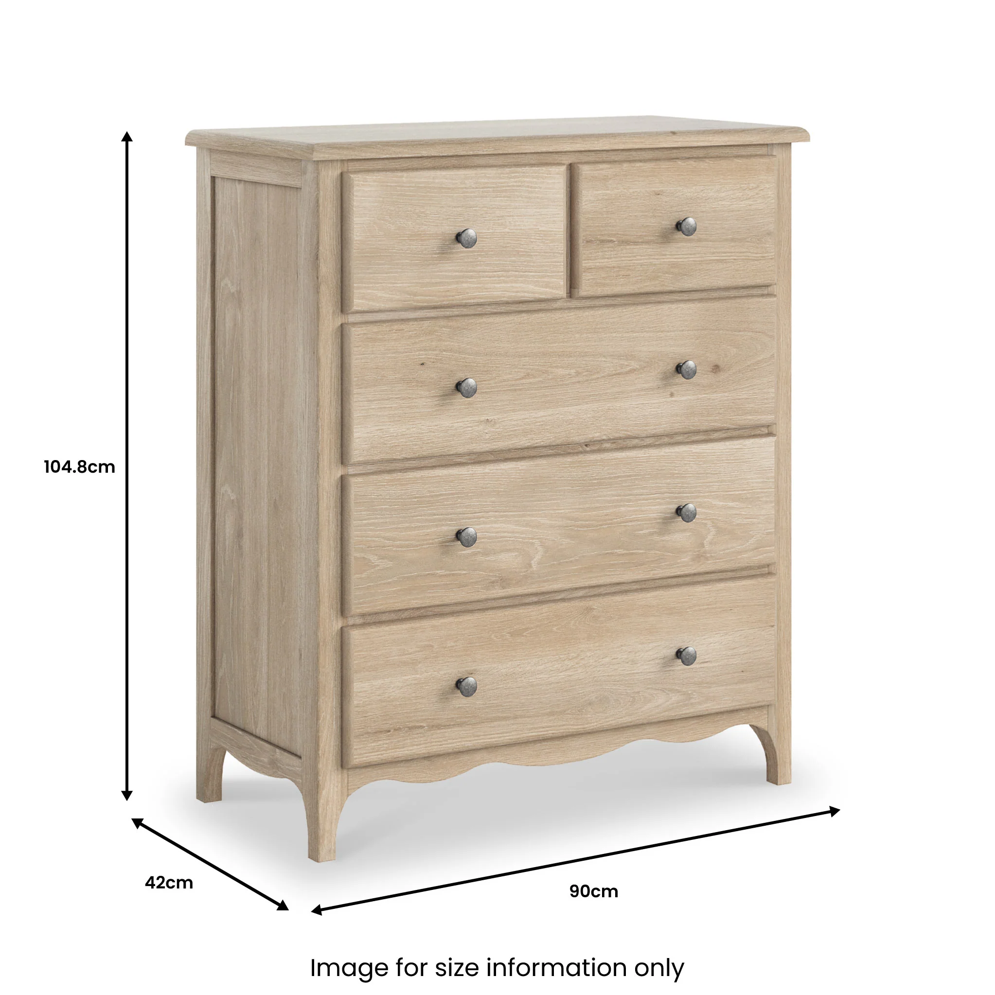 Celine Washed Oak 2 Over 3 Drawer Chest - Image 8