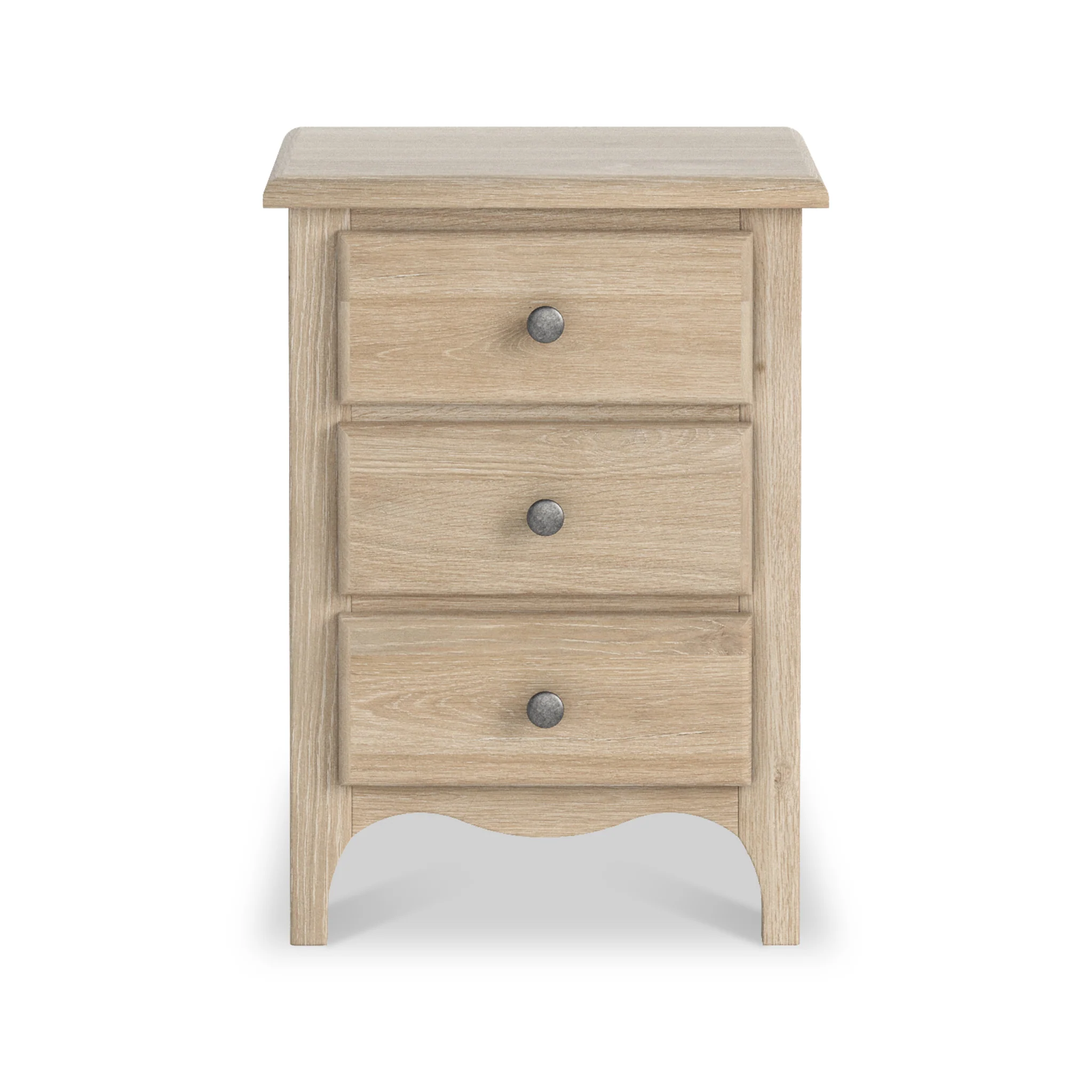 Celine Washed Oak 3 Drawer Bedside Table - Image 3