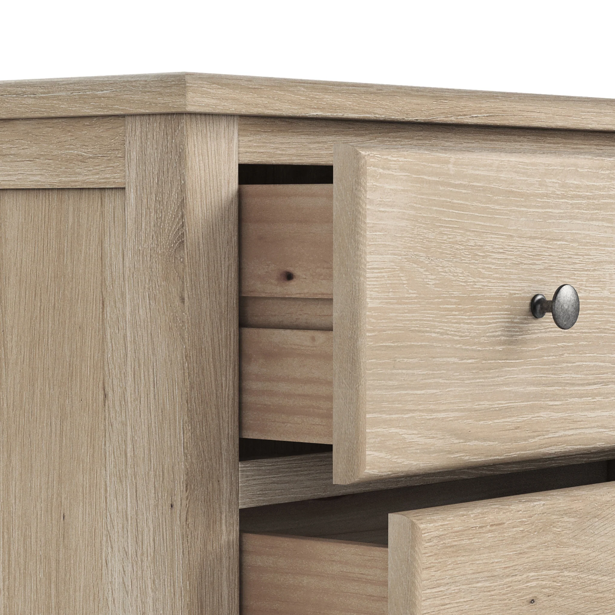 Celine Washed Oak 3 Drawer Bedside Table - Image 5