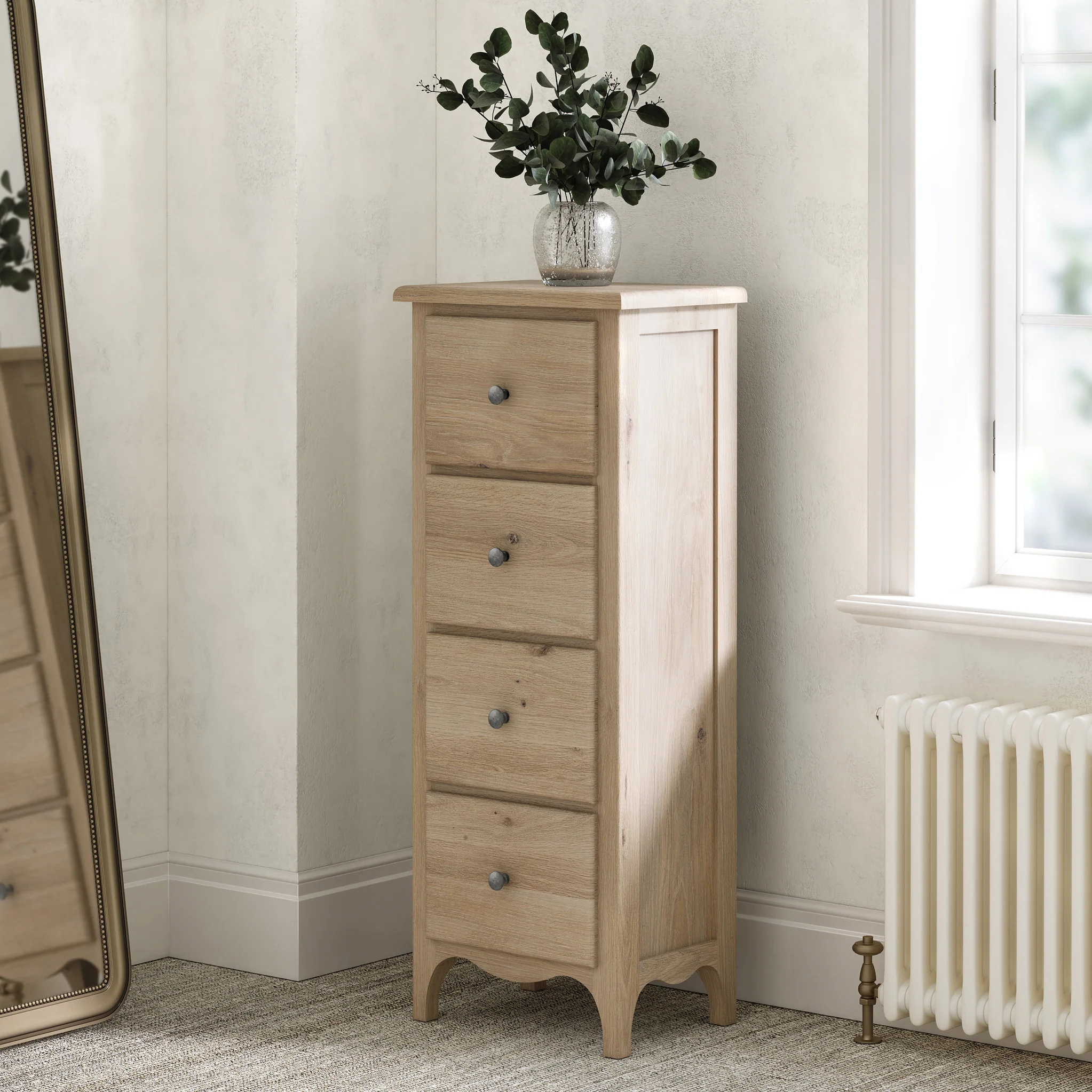 Celine Washed Oak 4 Drawer Tallboy Chest - Image 2
