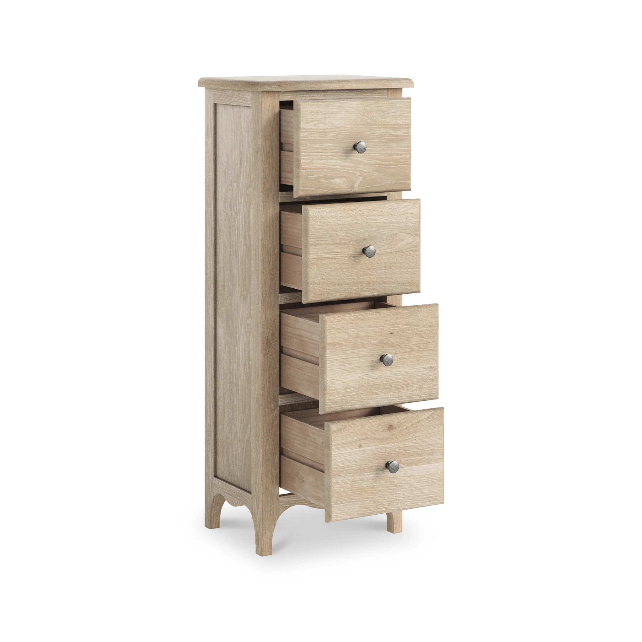 Celine Washed Oak 4 Drawer Tallboy Chest - Image 4