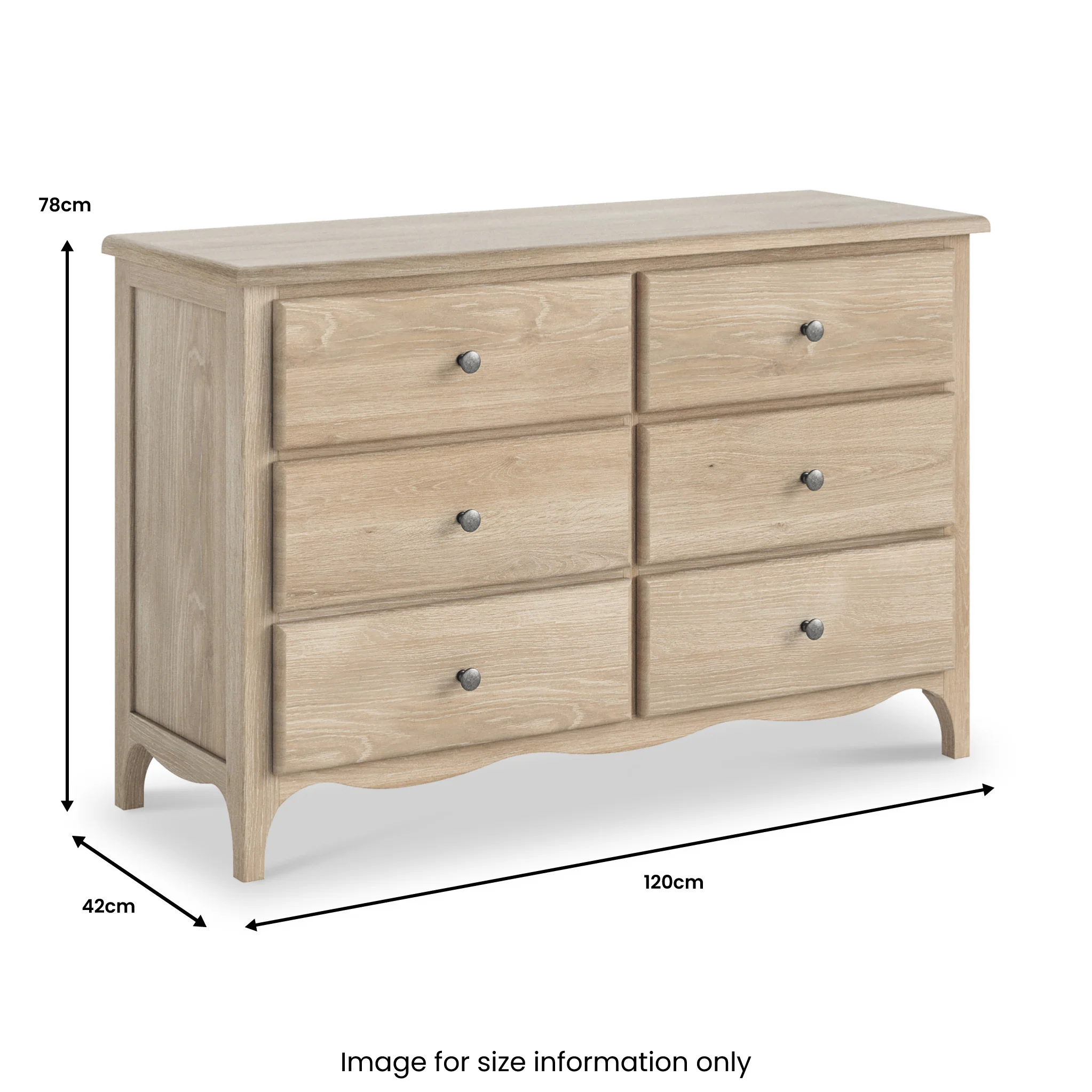 Celine Washed Oak 6 Drawer Chest - Image 8