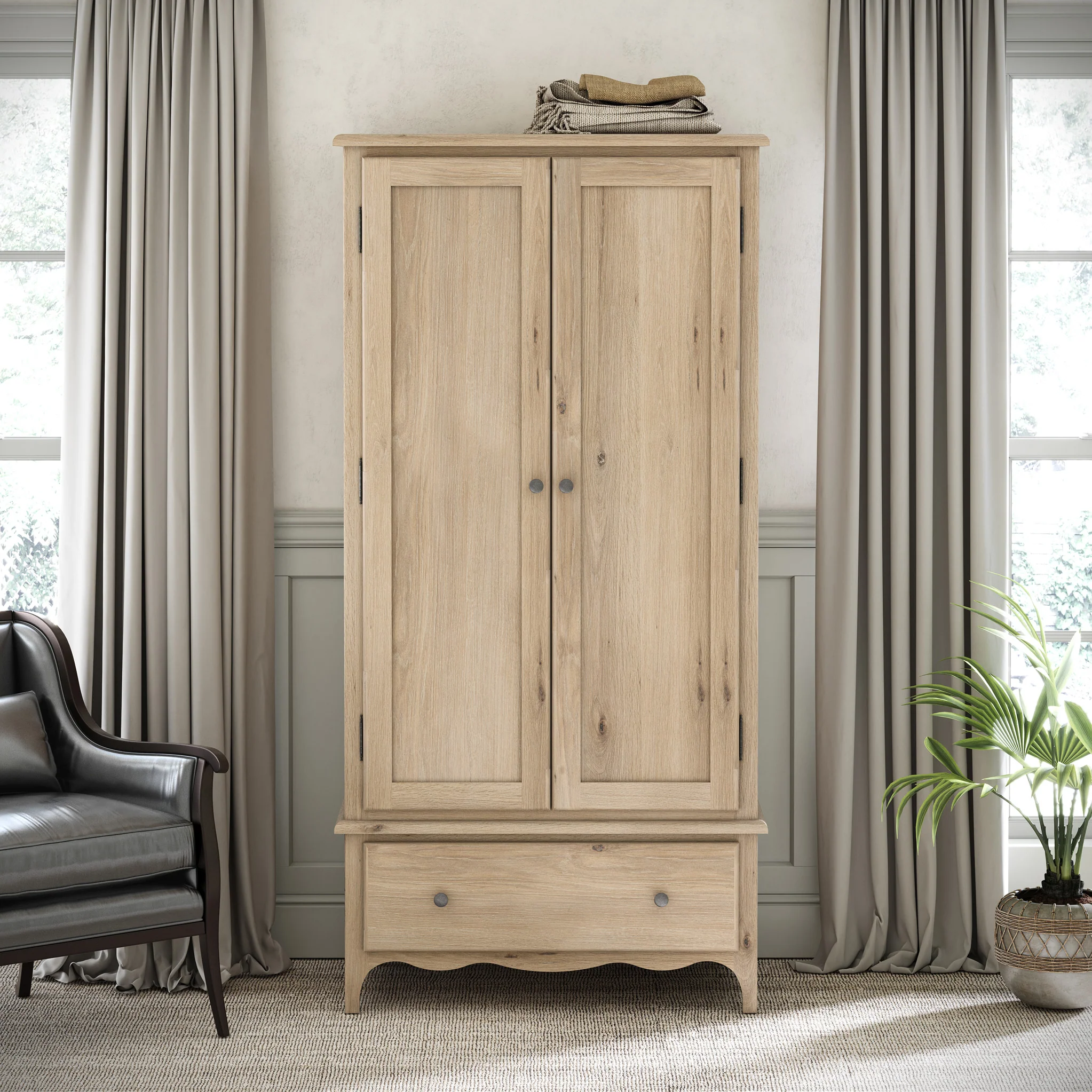 Celine Washed Oak Double Wardrobe - Image 2