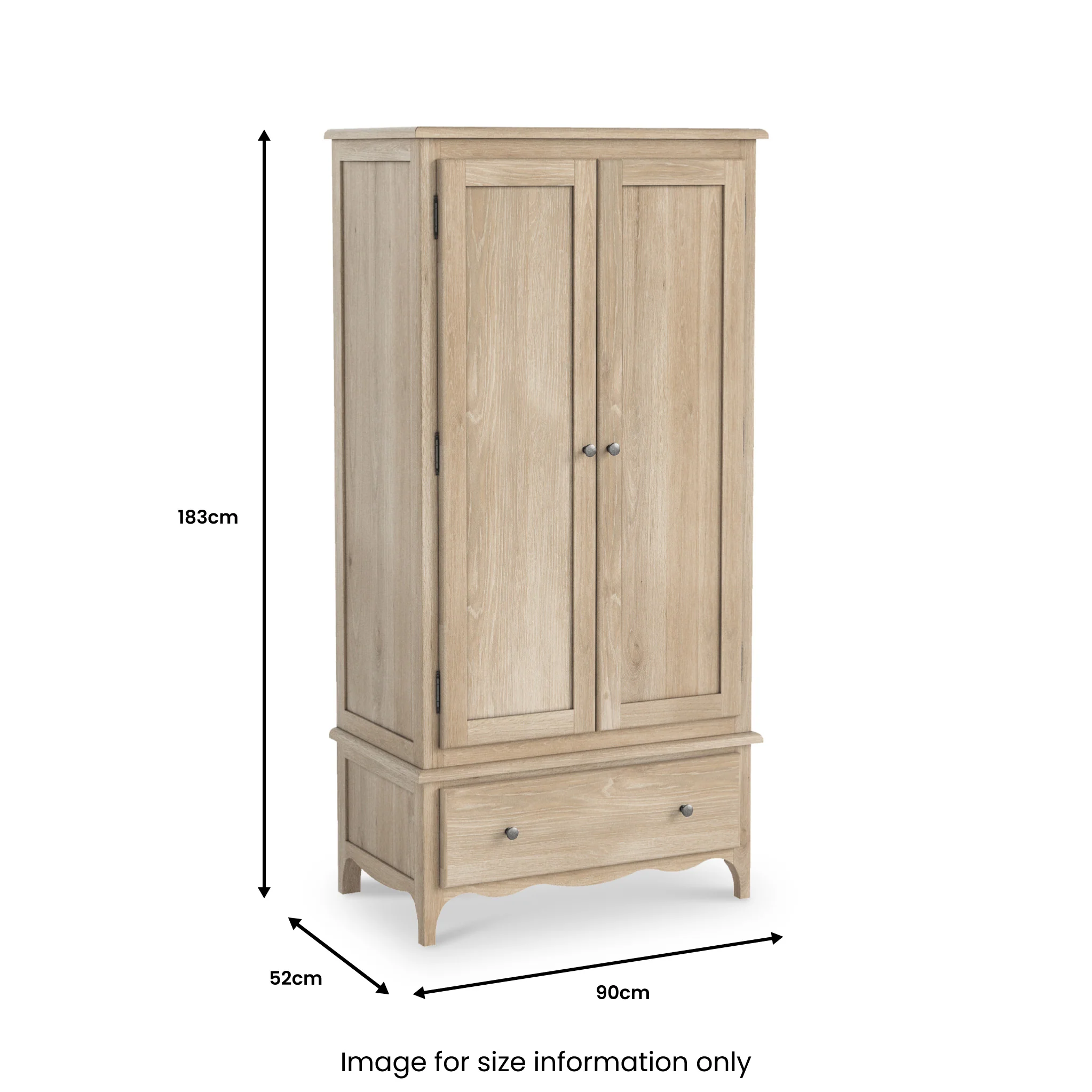 Celine Washed Oak Double Wardrobe - Image 9