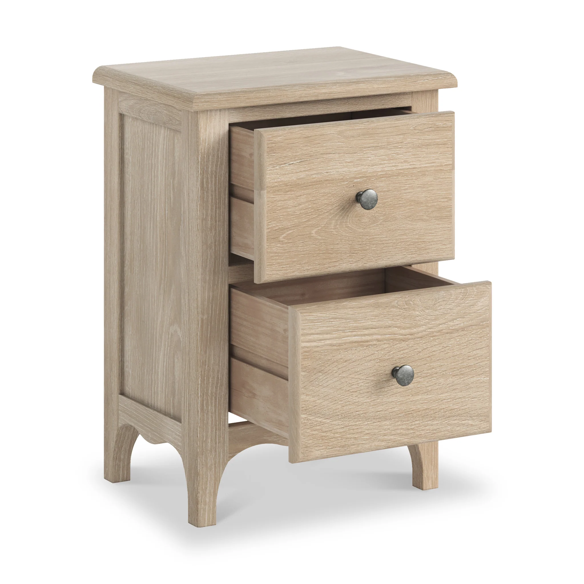 Celine Washed Oak 2 Drawer Bedside Table - Image 4