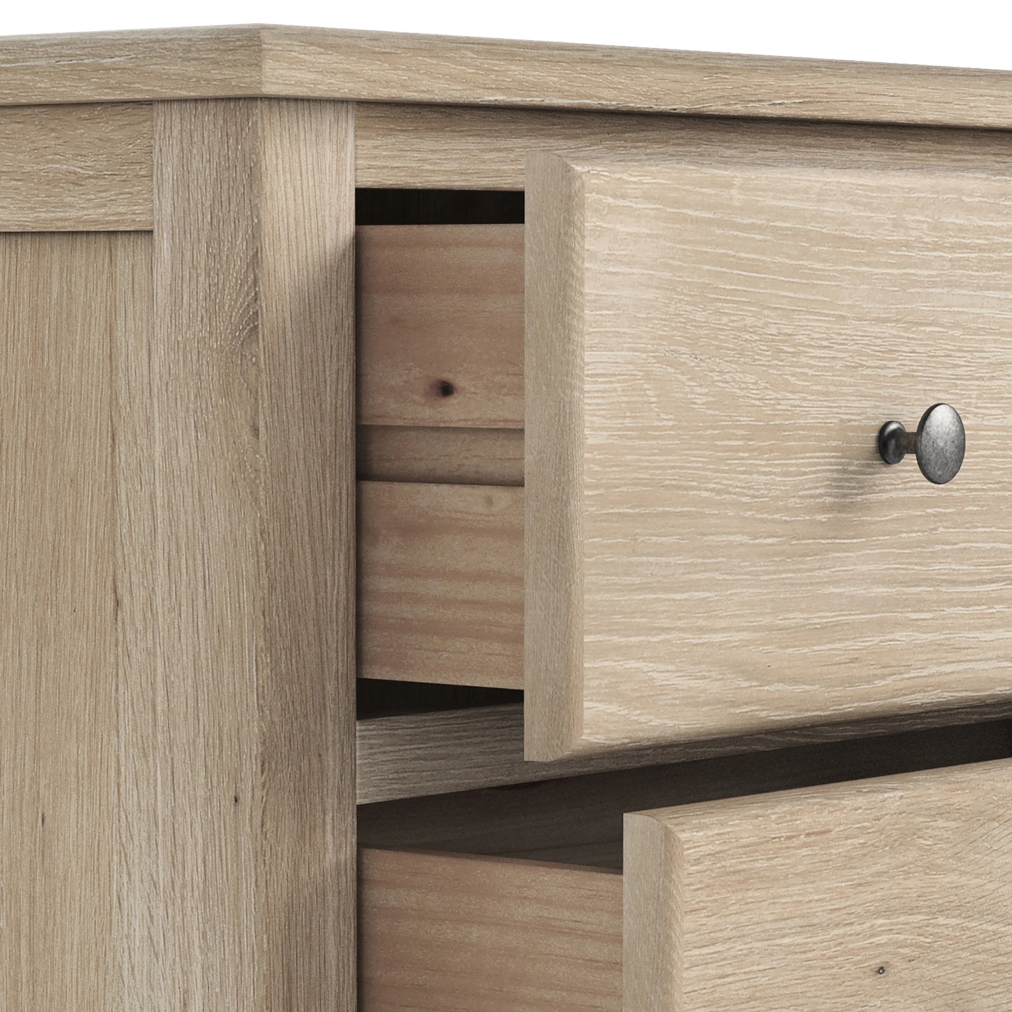 Celine Washed Oak 2 Drawer Bedside Table - Image 7
