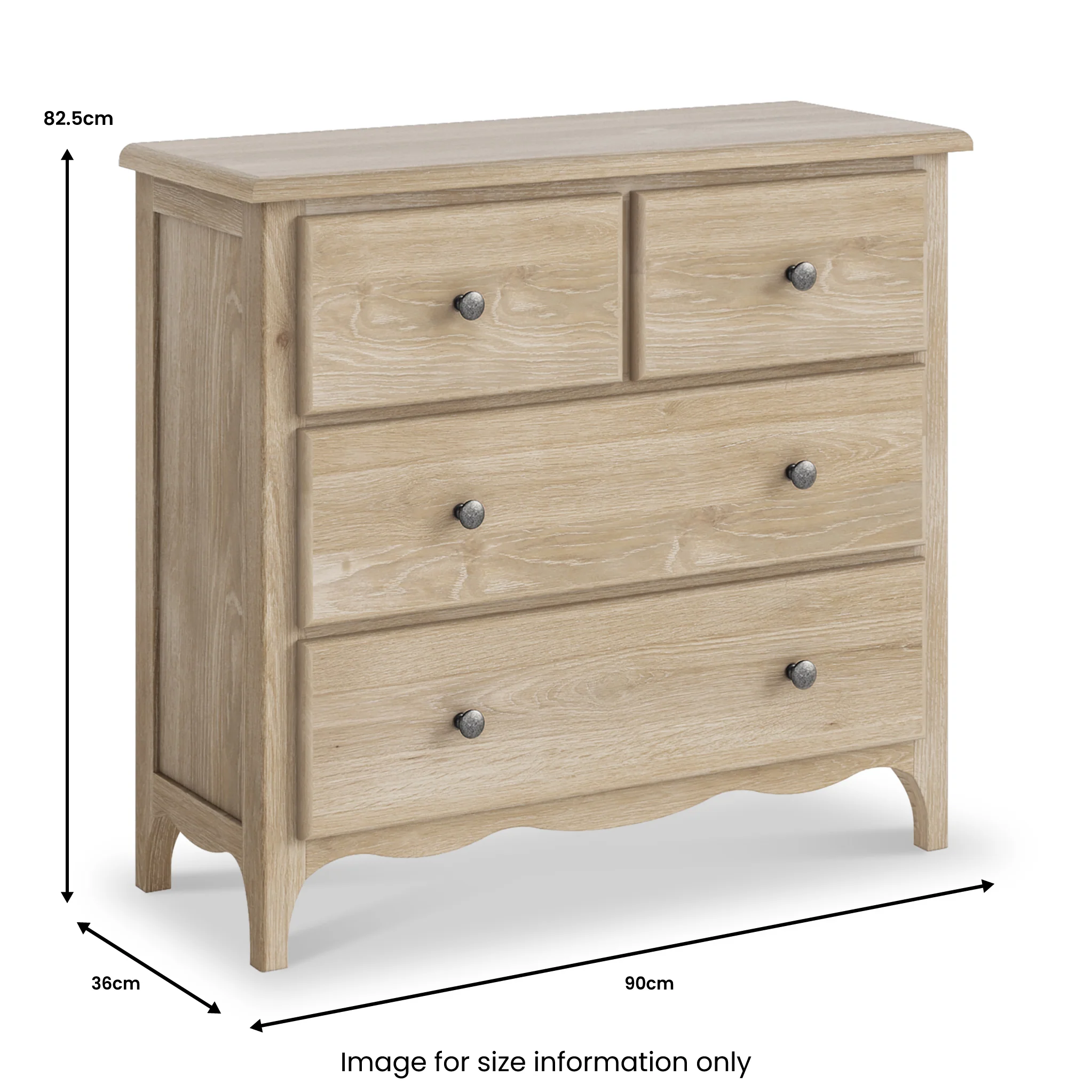 Celine Washed Oak 2 Over 2 Drawer Chest - Image 9