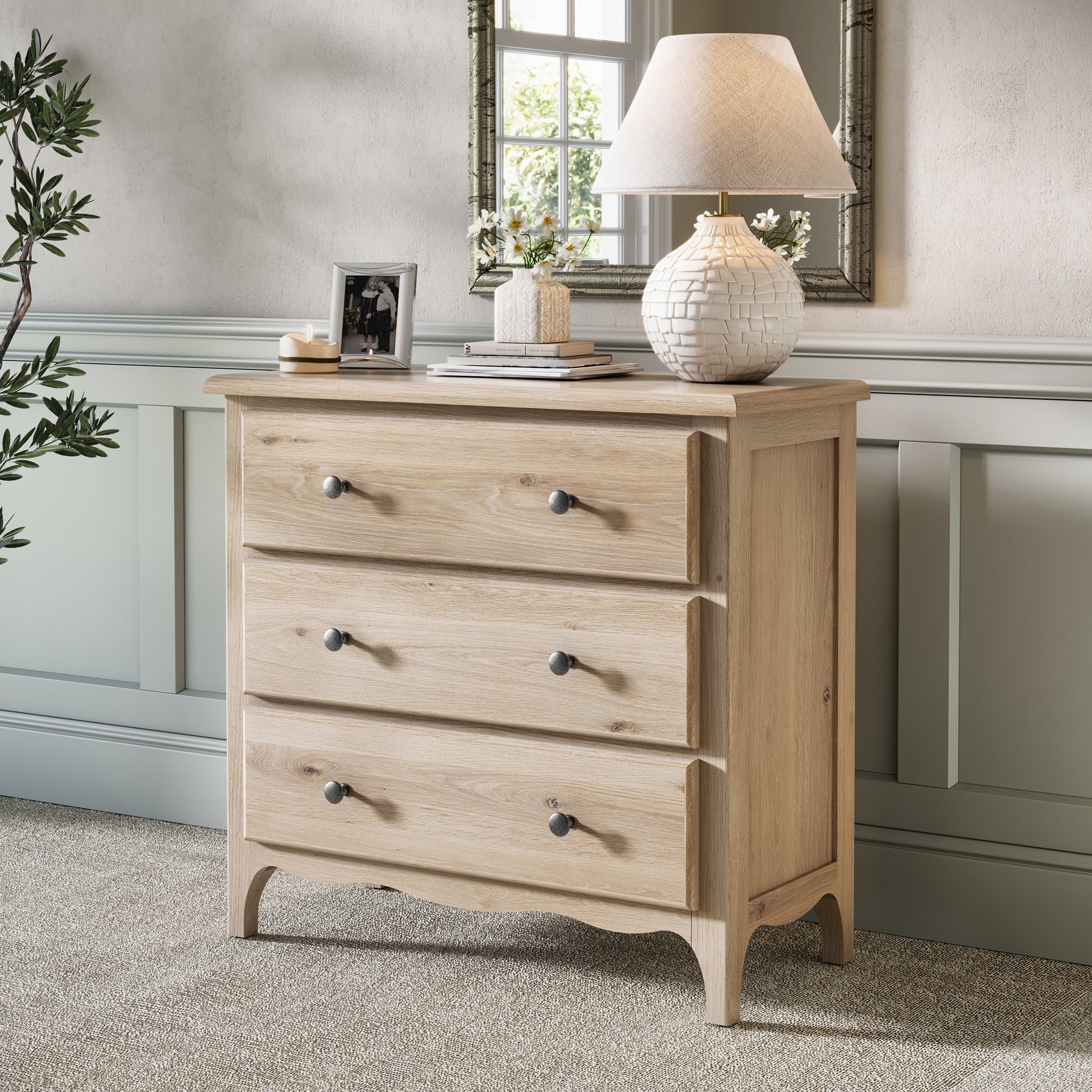 Celine Washed Oak 3 Drawer Chest - Image 2