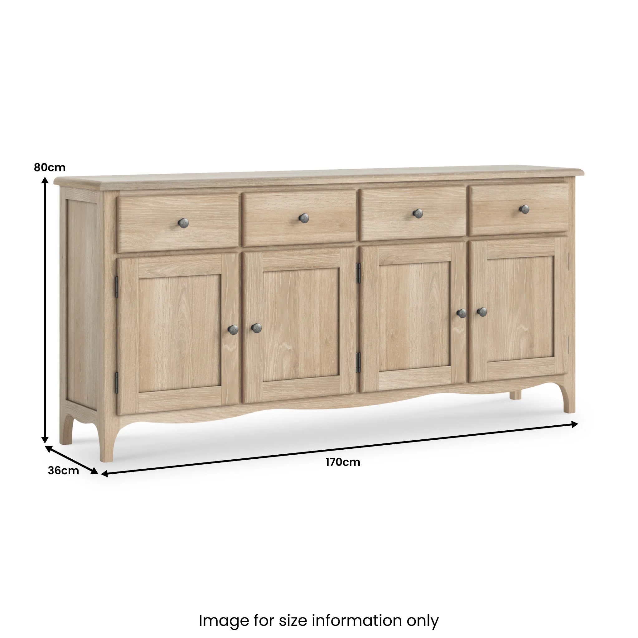 Celine Washed Oak Extra Large Sideboard - Image 7