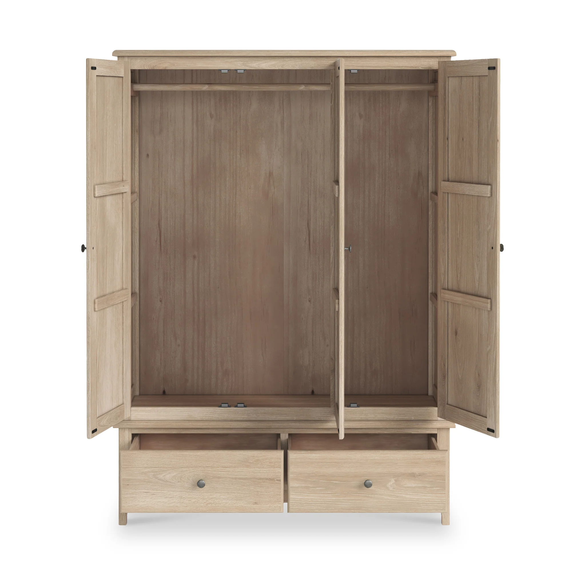 Celine Washed Oak Triple Wardrobe - Image 4